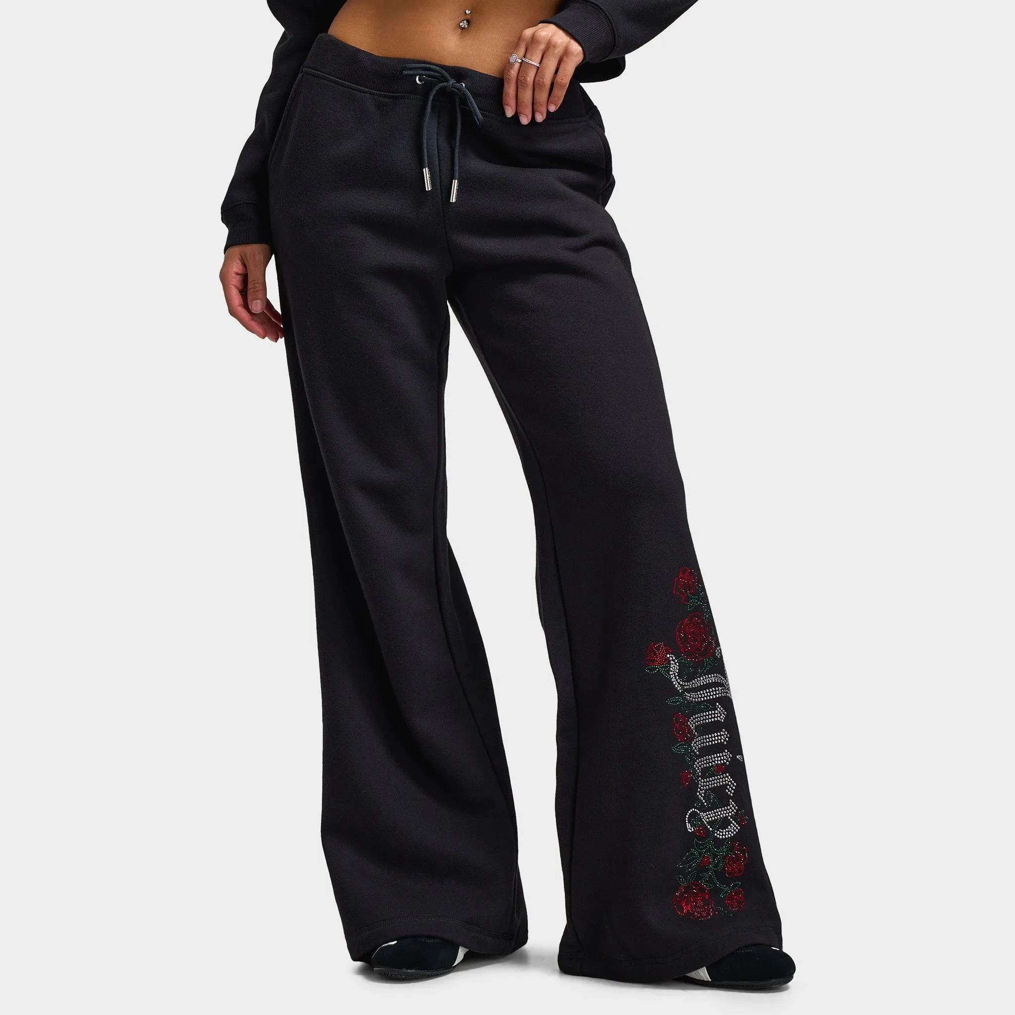 Juicy Couture Women's Wide Leg Fleece Pants Roses / Liquorice sold by JD Sports