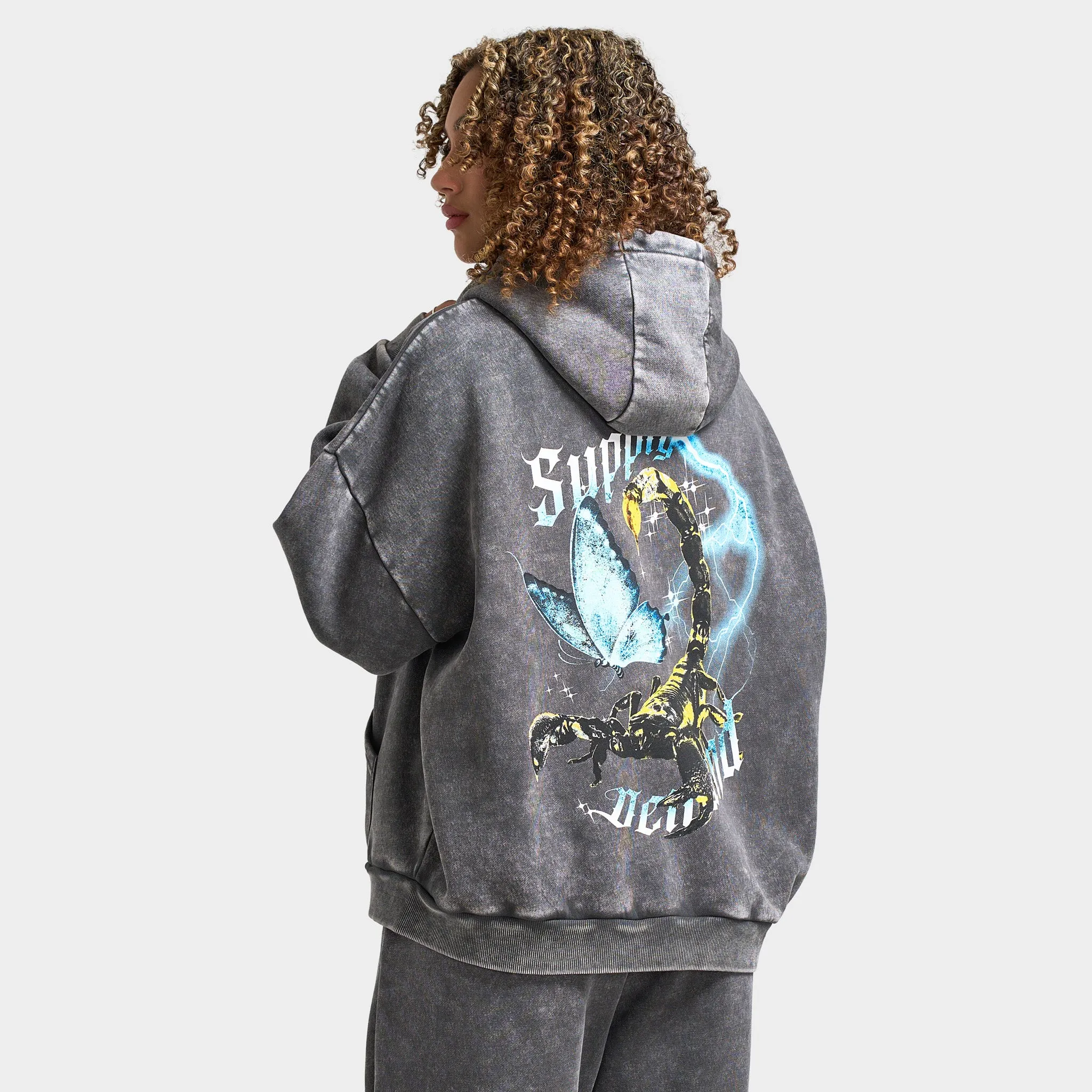 Supply & Demand Women's Scorp Full Zip Hoodie / Dark Grey Wash sold by JD Sports product image thumbnail 2