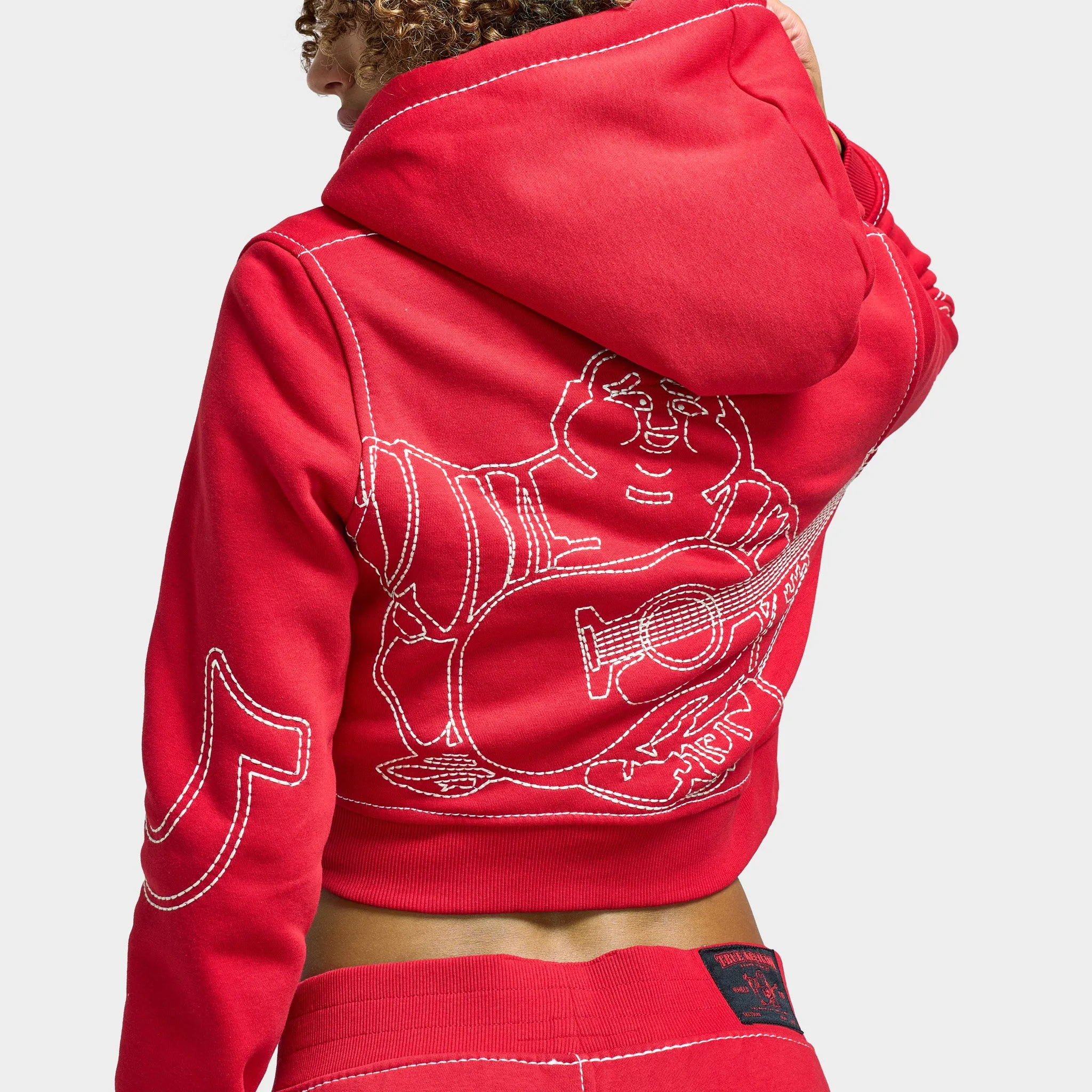 True Religion Women's Anniversary Big T Shrunken Hoodie / Scarlet Sage sold by JD Sports product image thumbnail 4