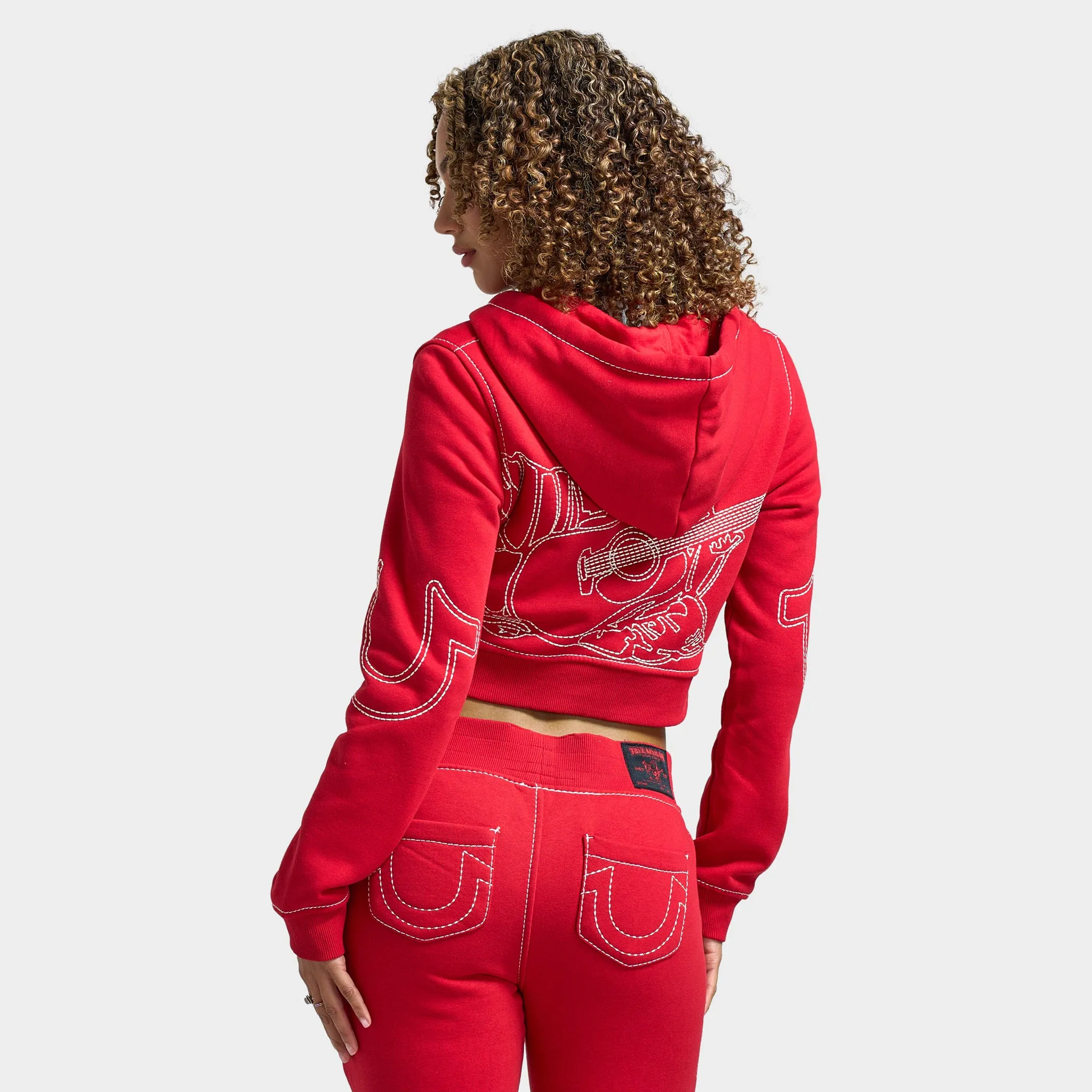 True Religion Women's Anniversary Big T Shrunken Hoodie / Scarlet Sage sold by JD Sports product image thumbnail 2