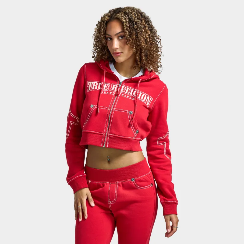True Religion Women's Anniversary Big T Shrunken Hoodie / Scarlet Sage made by True Religion