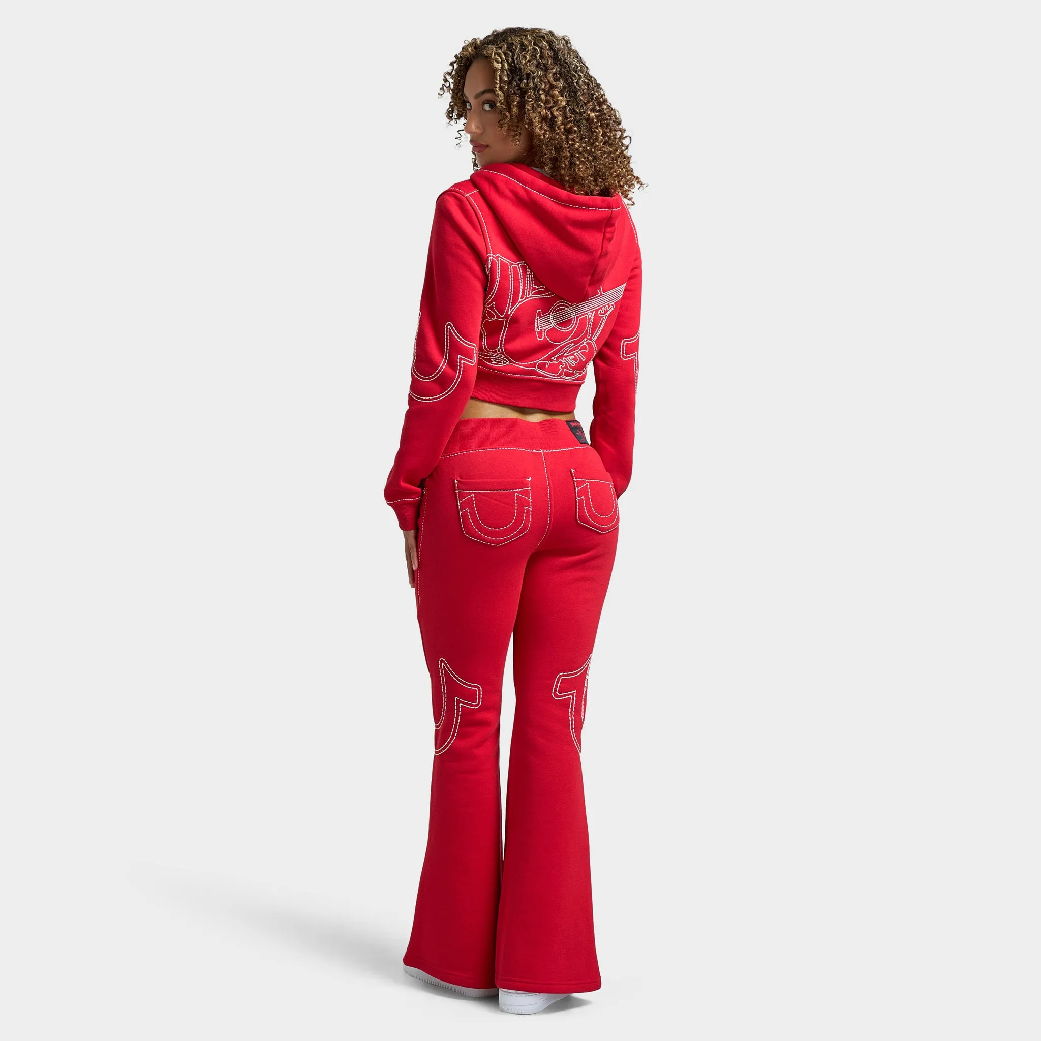 True Religion Women's Anniversary Big T Shrunken Hoodie / Scarlet Sage sold by JD Sports product image thumbnail 5