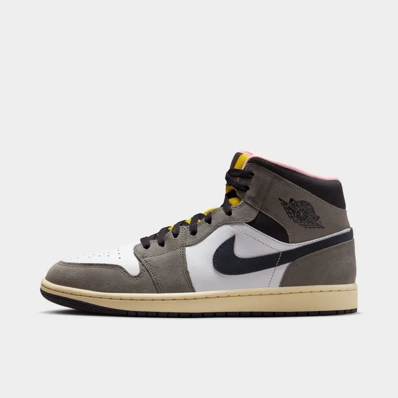 Air Jordan 1 Mid SE White / Oil Grey - Cave Stone sold by JD Sports