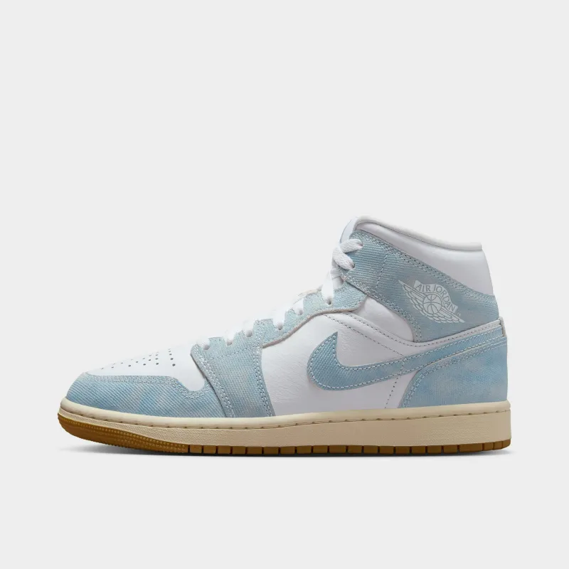 Jordan Women's 1 Mid SE White / Worn Blue - Sail sold by JD Sports