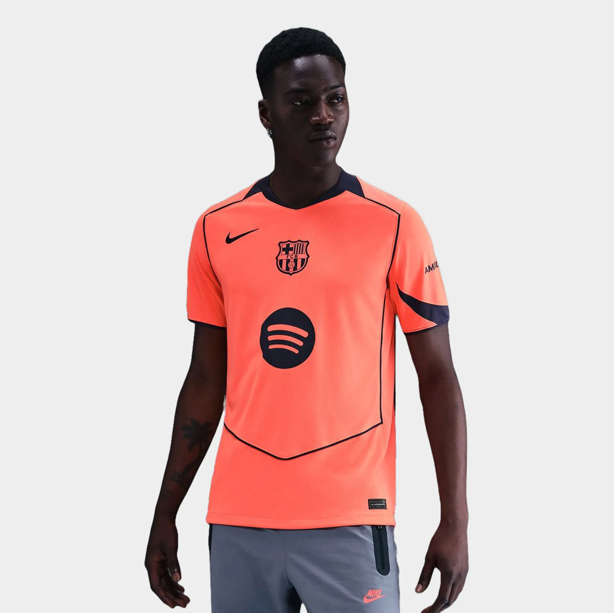 Nike FC Barcelona Dri-FIT 3R Jersey Bright Mango / Midnight Navy sold by JD Sports