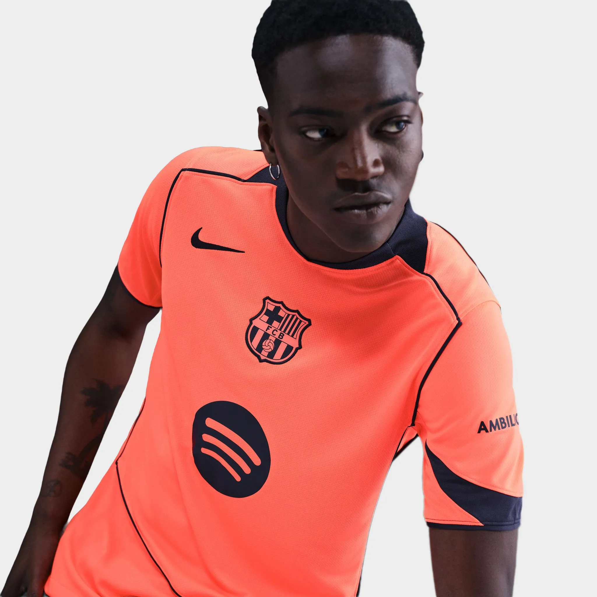 Nike FC Barcelona Dri-FIT 3R Jersey Bright Mango / Midnight Navy sold by JD Sports product image thumbnail 4