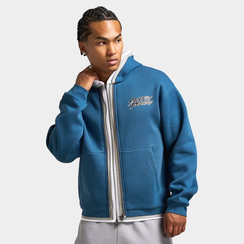 Supply & Demand Tripple Zip-Up Hoodie / Dark Denim sold by JD Sports