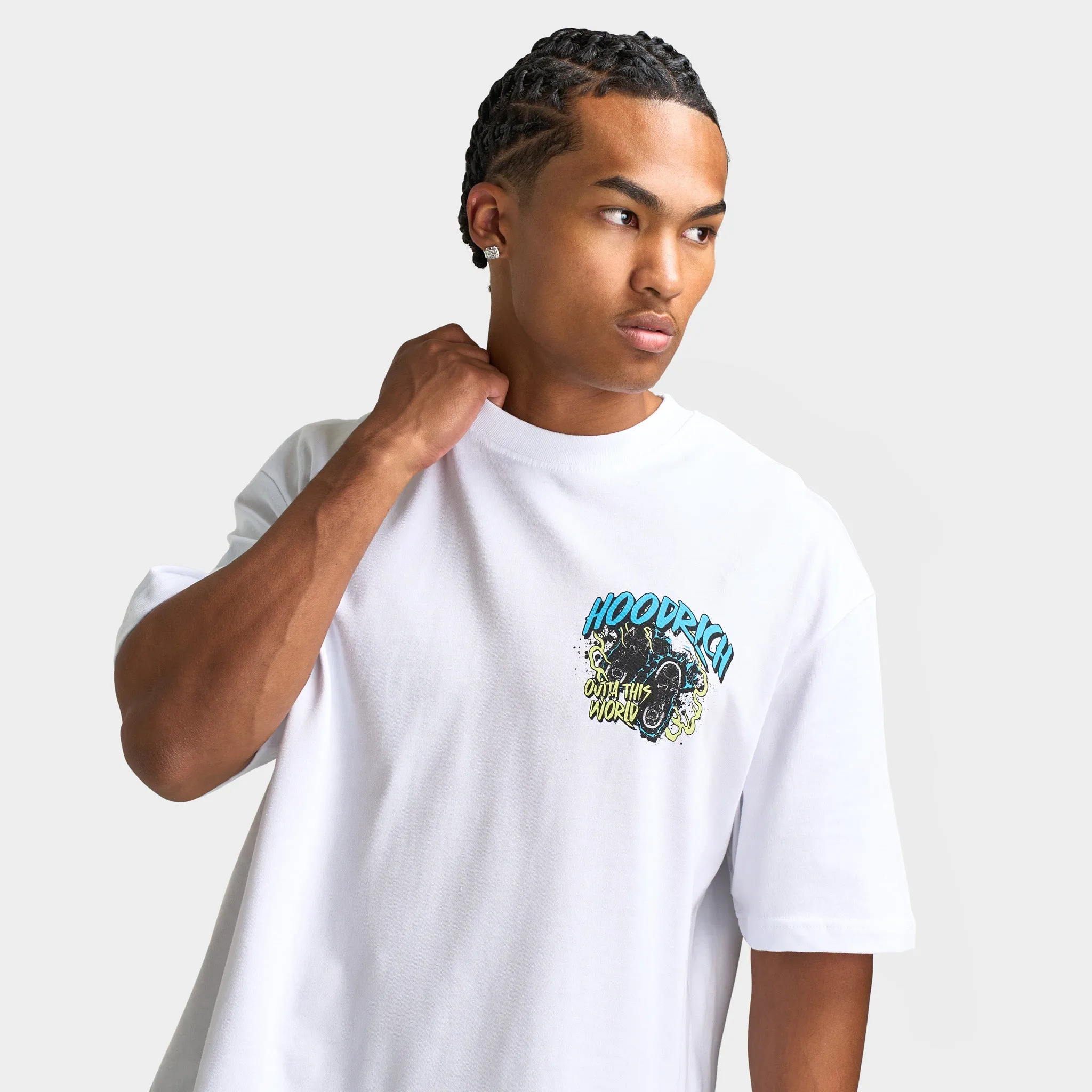 Hoodrich Footprint Oversized Graphic T-shirt White / Aquarius - Shadow Lime sold by JD Sports product image thumbnail 3