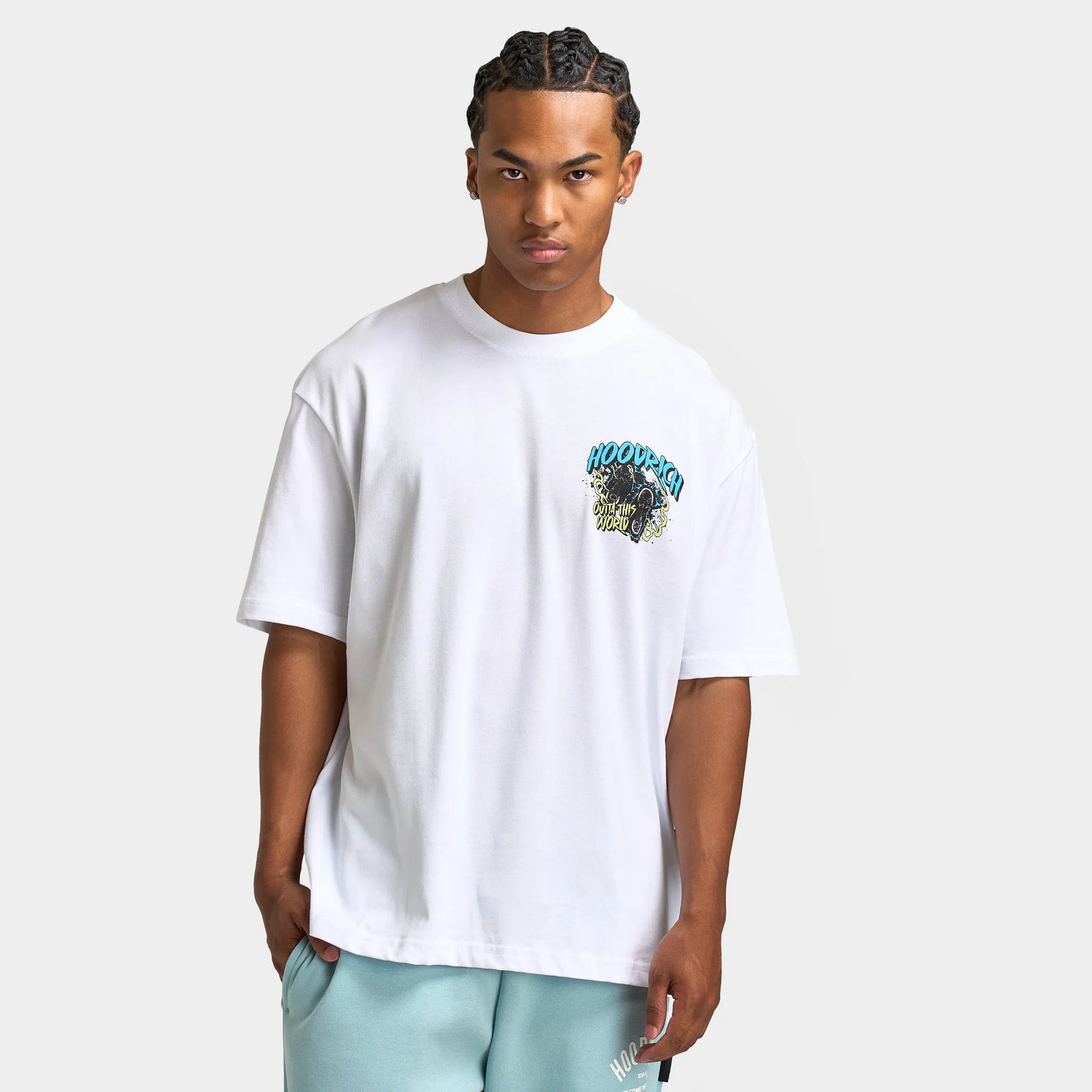 Hoodrich Footprint Oversized Graphic T-shirt White / Aquarius - Shadow Lime sold by JD Sports