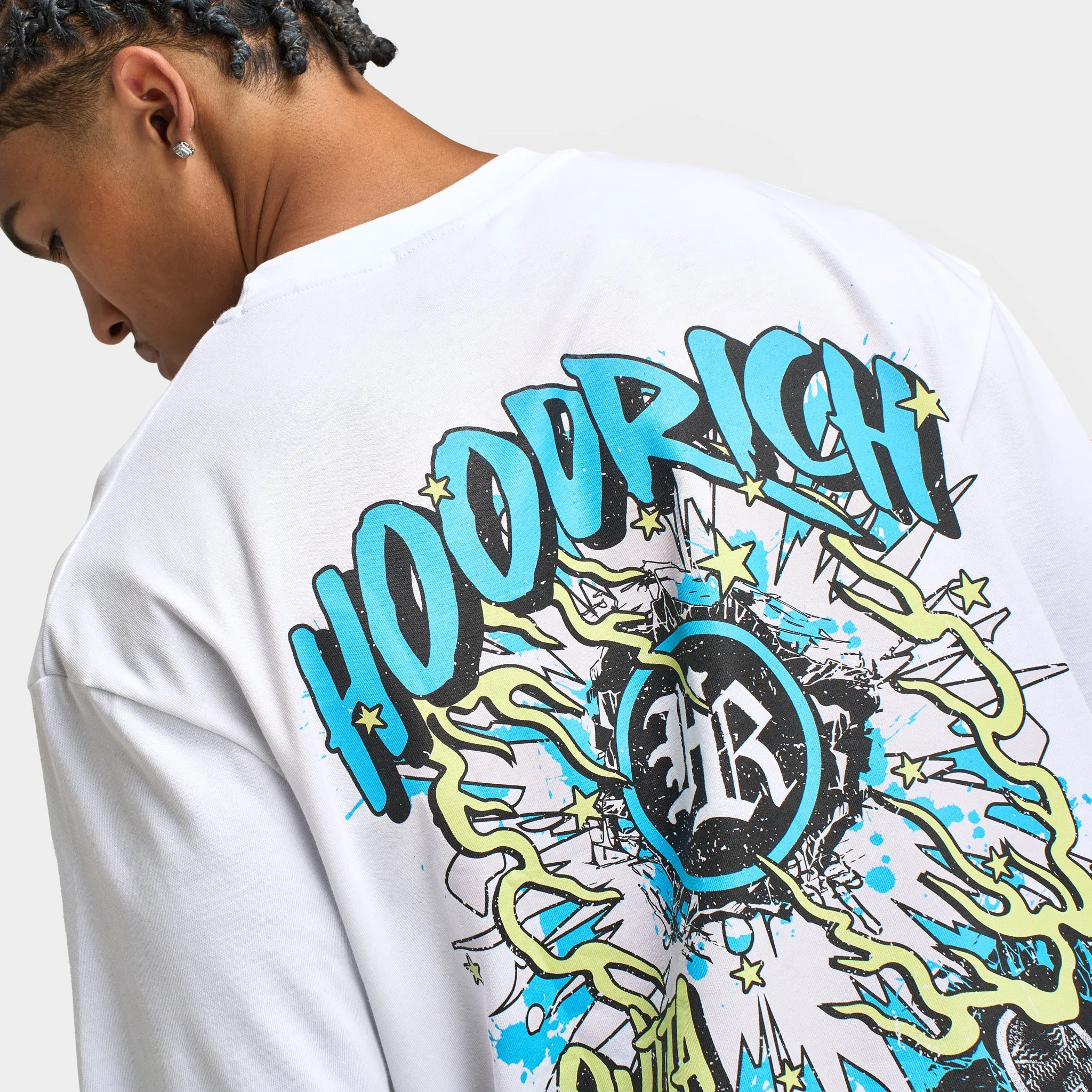 Hoodrich Footprint Oversized Graphic T-shirt White / Aquarius - Shadow Lime sold by JD Sports product image thumbnail 5