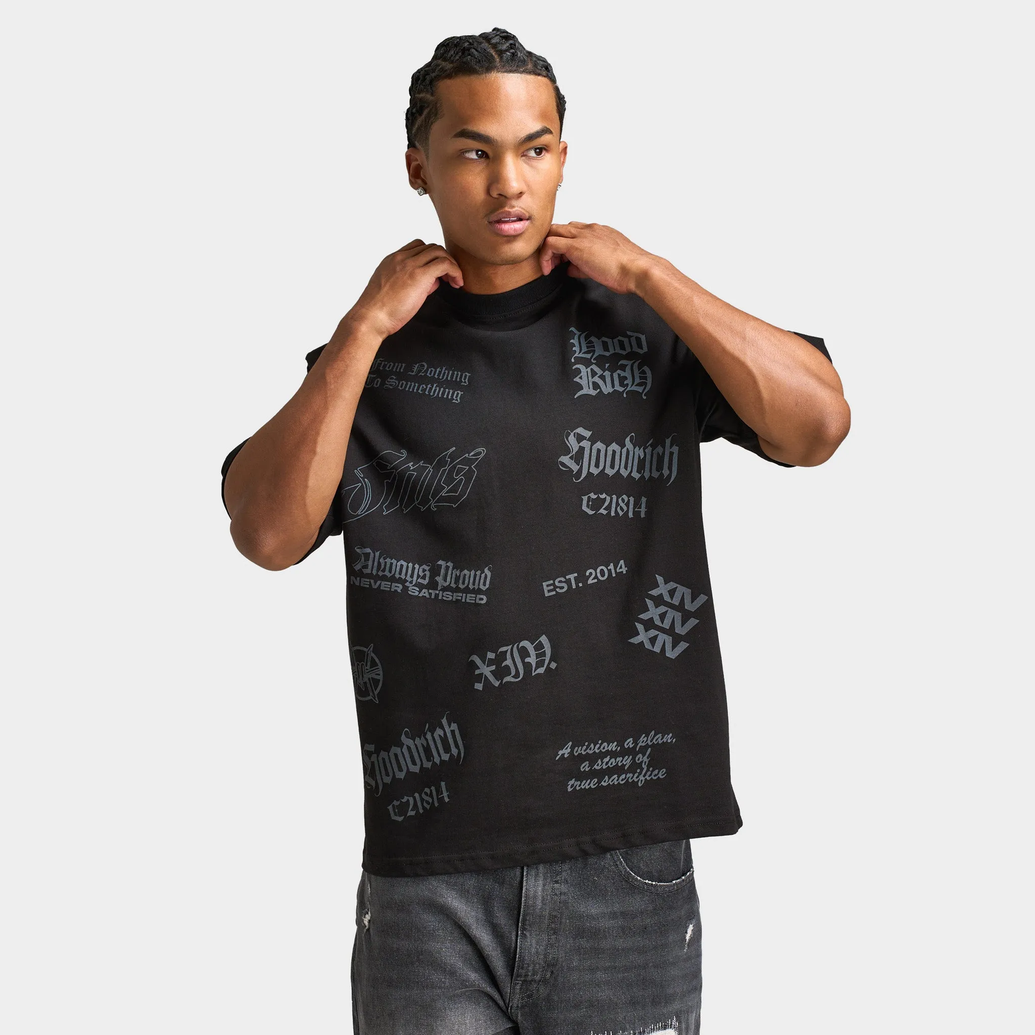 Hoodrich Chroma All over Print Oversized Graphic T-shirt / Black sold by JD Sports