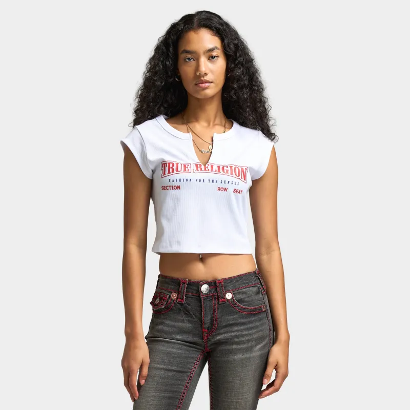True Religion Women's Anniversary Notched Rib Tee / White sold by JD Sports