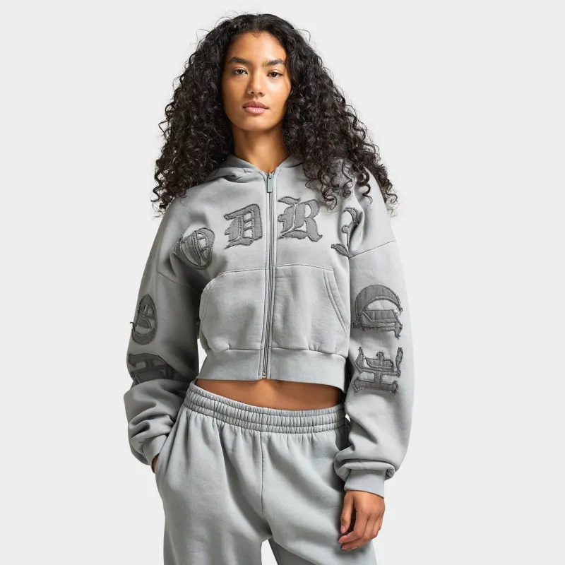 Hoodrich Women's Drea Cropped Boxy Hoodie Light Grey Marl / Lava Smoke sold by JD Sports