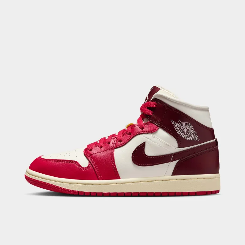Jordan Women's 1 Mid Sail / Dark Team Red - Mystic Hibiscus sold by JD Sports