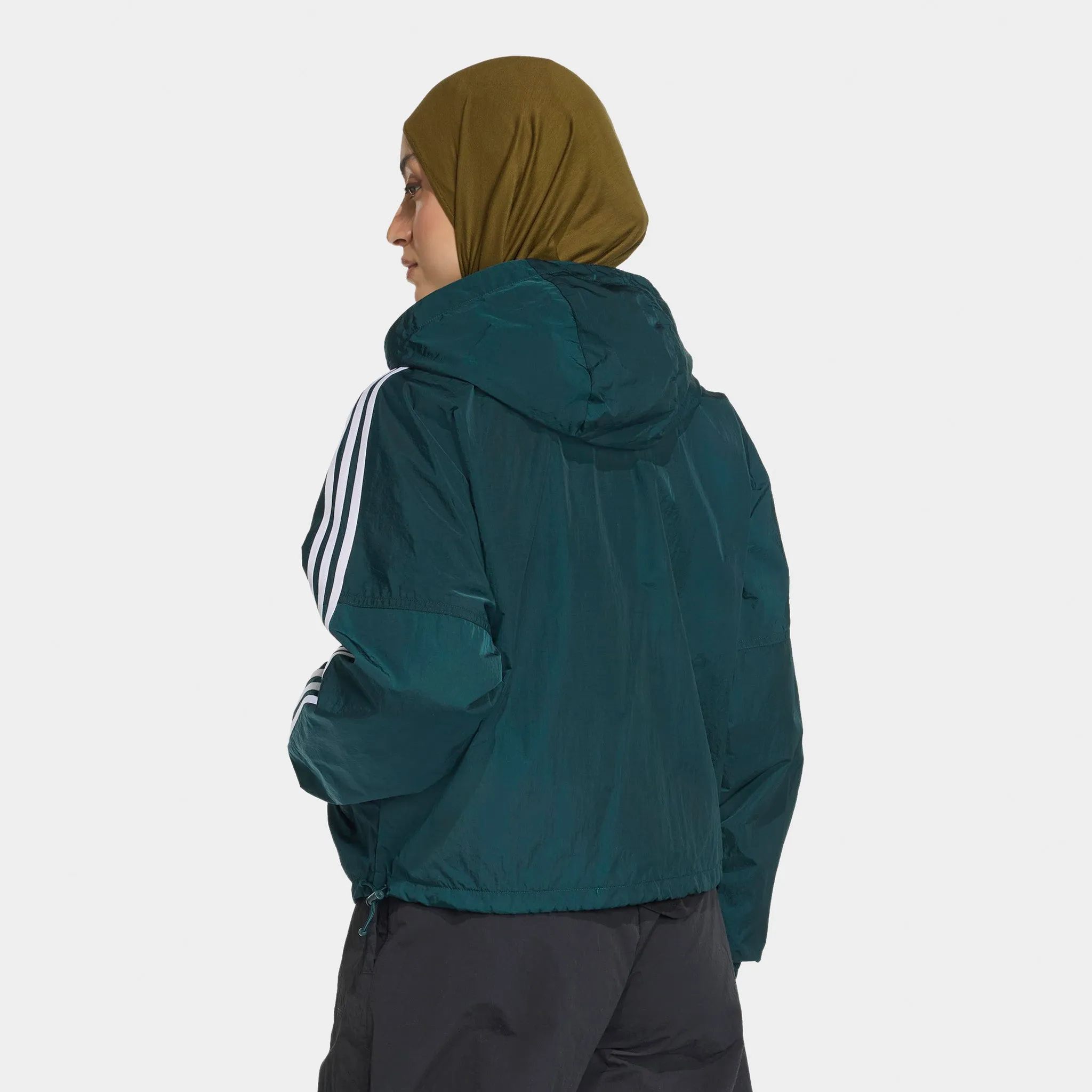 adidas Women's Adicolor 3 Stripes Woven Windbreaker Ivy / White sold by JD Sports product image thumbnail 2