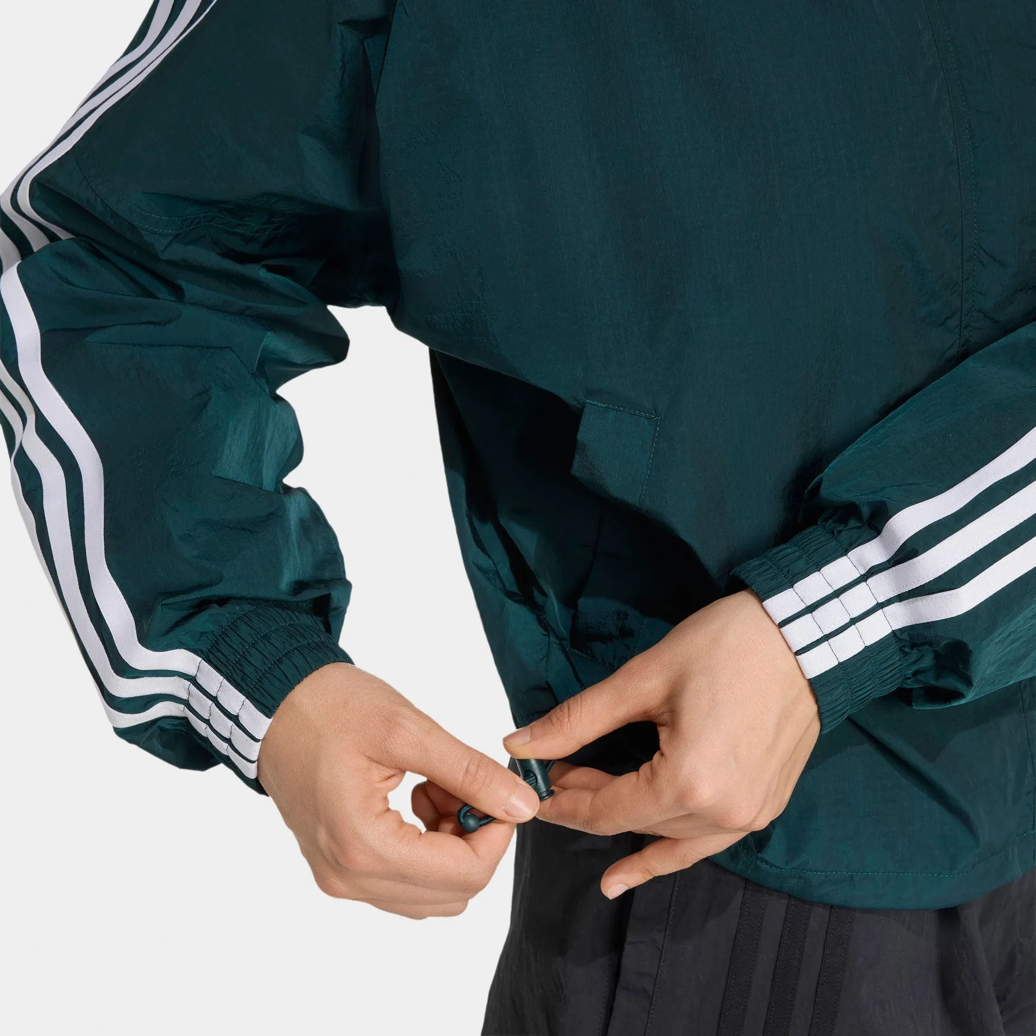 adidas Women's Adicolor 3 Stripes Woven Windbreaker Ivy / White sold by JD Sports product image thumbnail 4