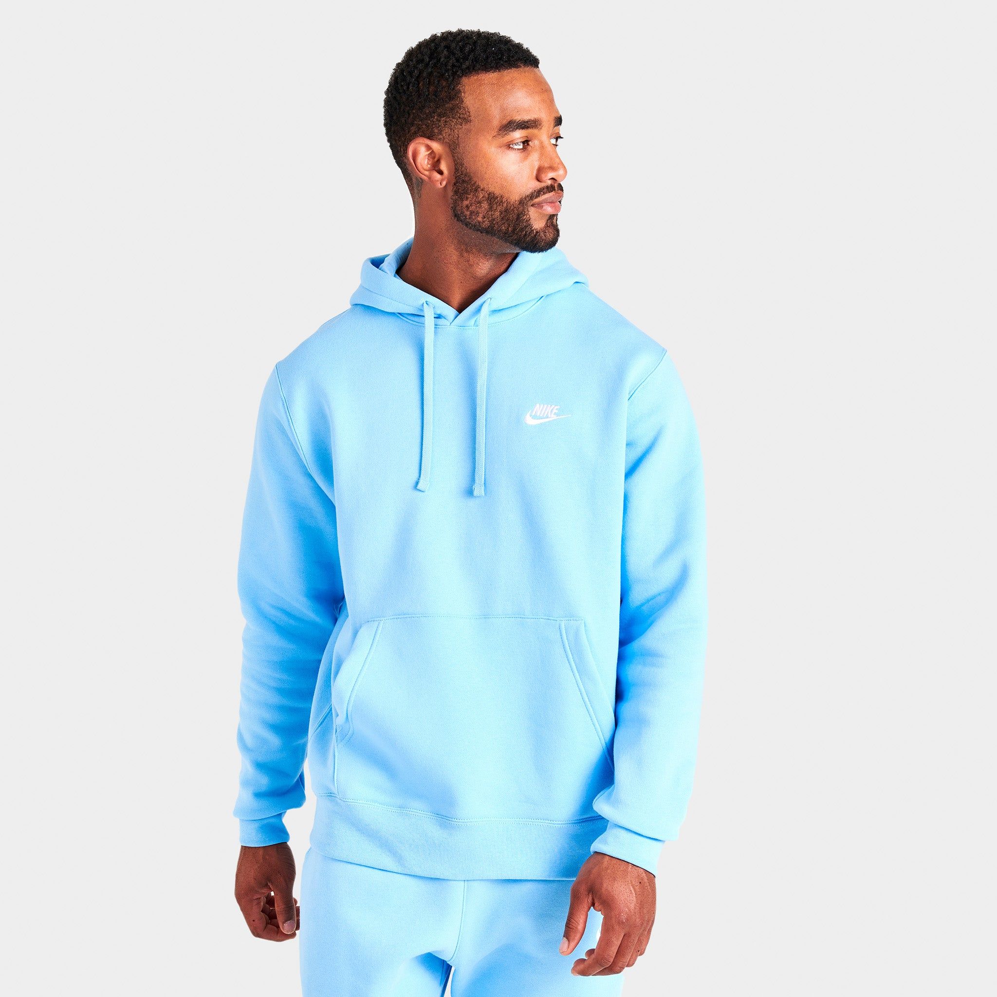 Nike Sportswear Club Fleece Pullover Hoodie Blue Chill / Blue Chill - White sold by JD Sports
