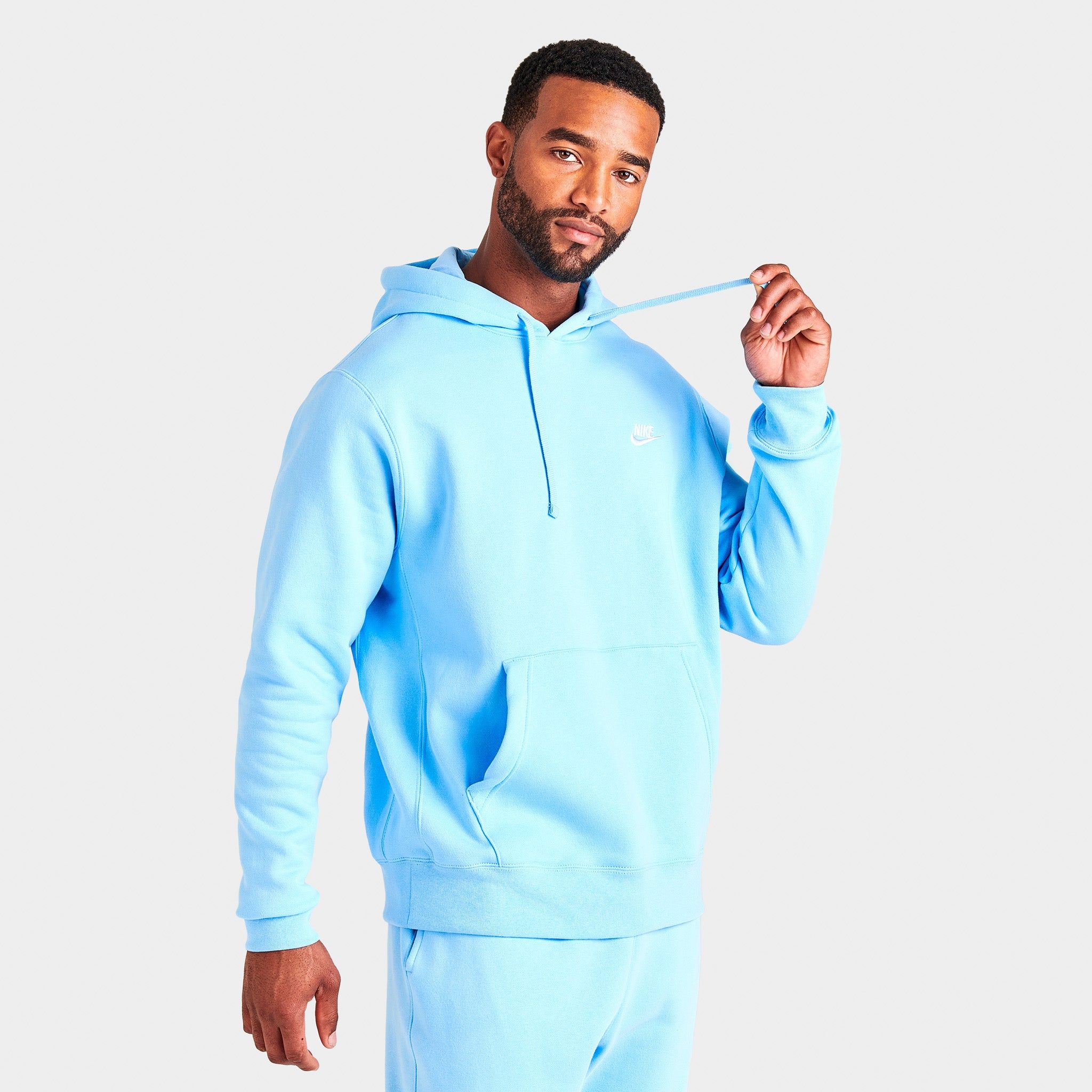 Nike Sportswear Club Fleece Pullover Hoodie Blue Chill / Blue Chill - White sold by JD Sports product image thumbnail 3