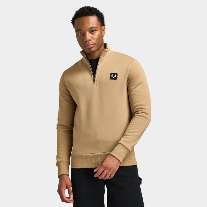 Fred Perry Badge Half Zip Sweatshirt / Warm Stone made by Fred Perry