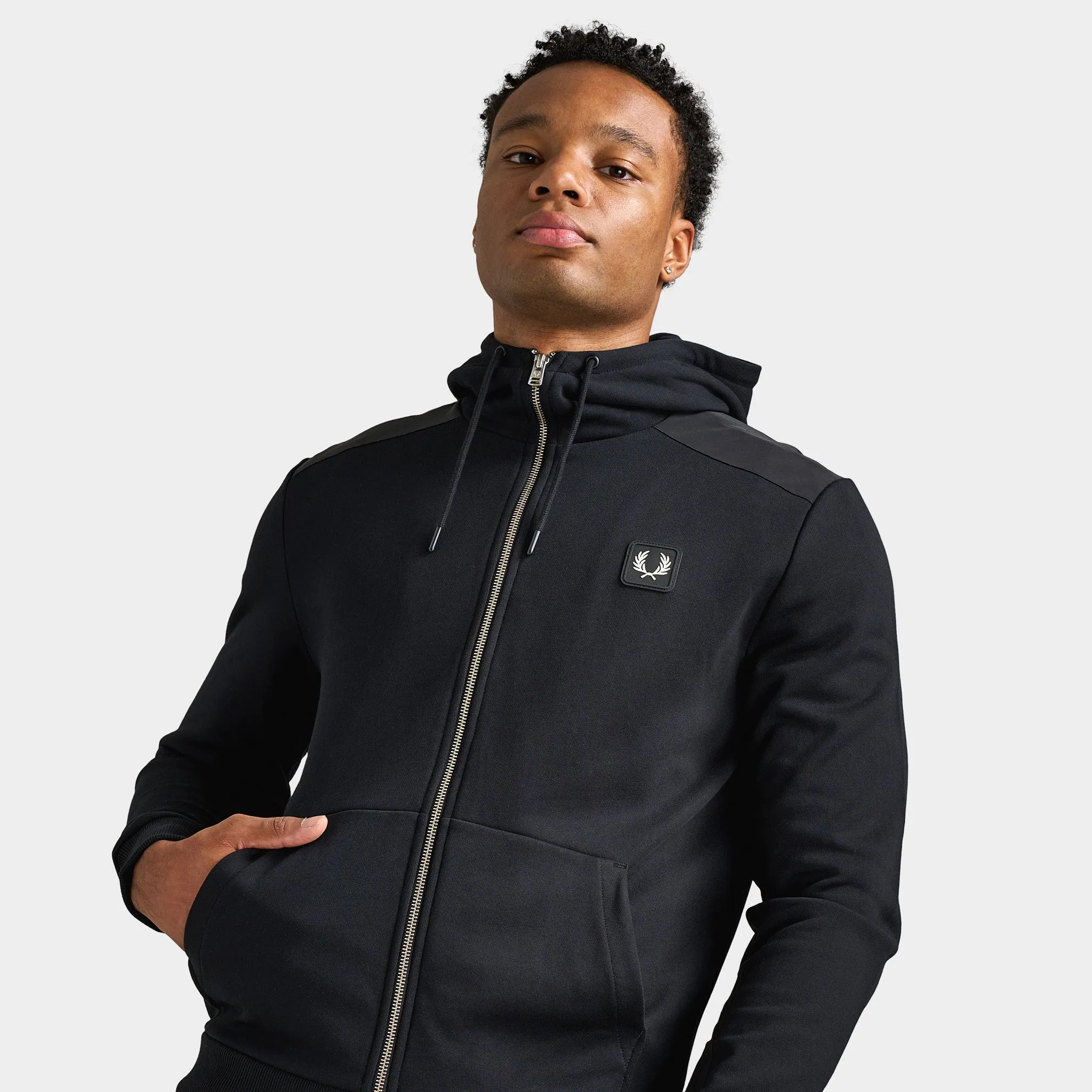 Fred Perry Fabric Blocked Zip Through Sweatshirt / Black sold by JD Sports product image thumbnail 3
