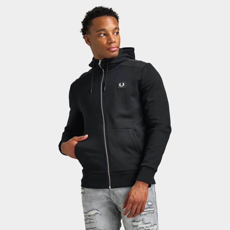 Fred Perry Fabric Blocked Zip Through Sweatshirt / Black made by Fred Perry