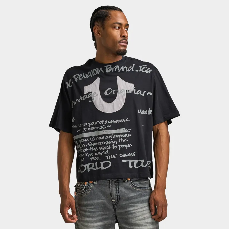 True Religion Script SS Boxy Tee / Jet Black sold by JD Sports