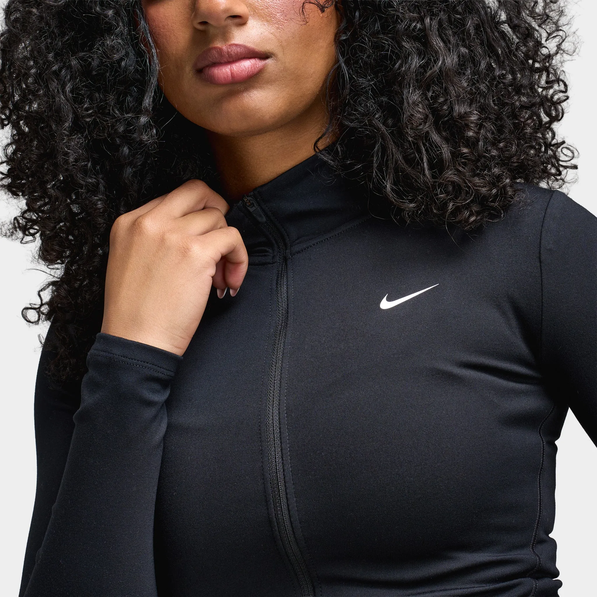 Nike One Women's Dri Fit Fullzip Fitted Jacket Black / White sold by JD Sports product image thumbnail 4