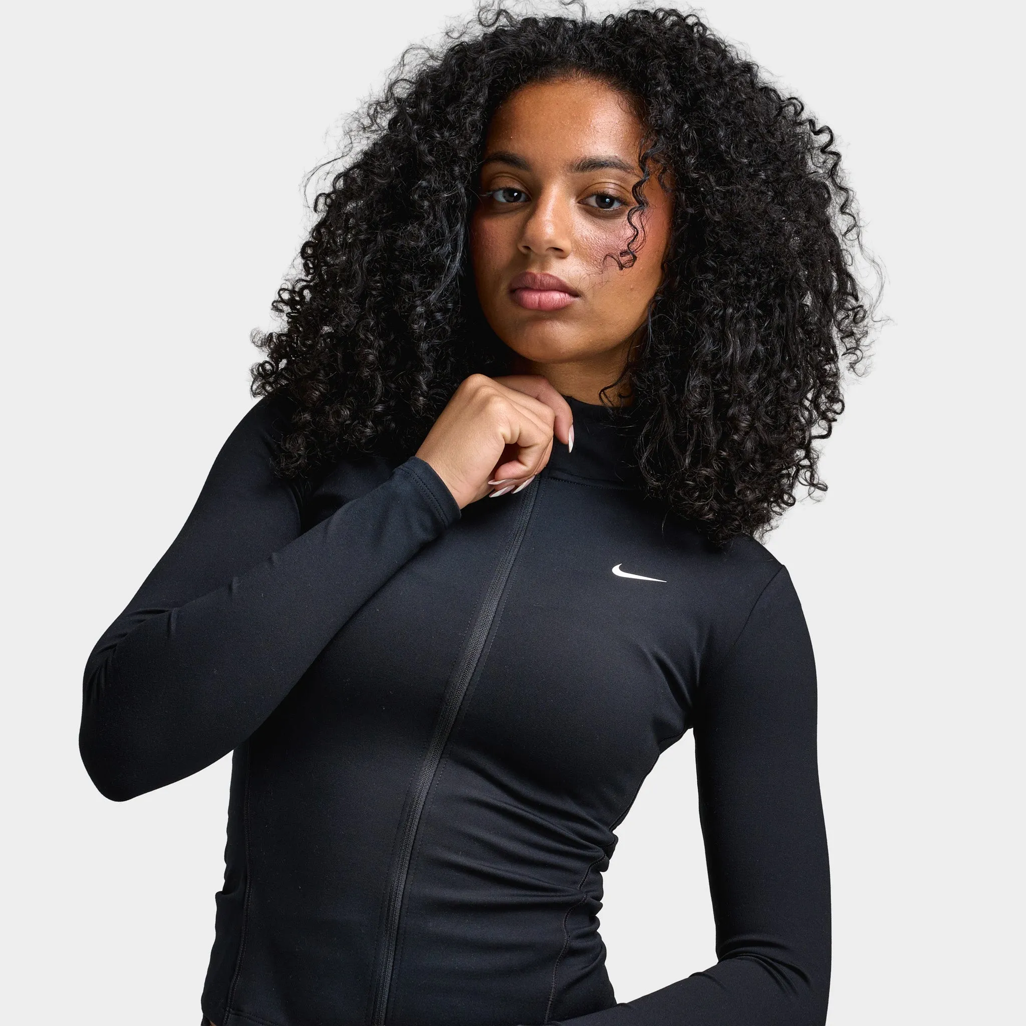 Nike One Women's Dri Fit Fullzip Fitted Jacket Black / White sold by JD Sports product image thumbnail 3