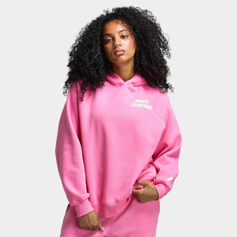 Juicy Couture Raglan Fleece Oversized Hoodie Sachet Pink / Soft Glow sold by JD Sports