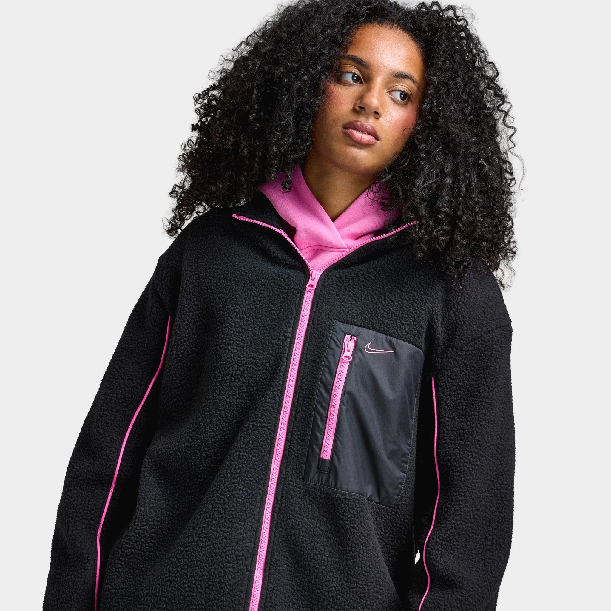 Nike Sportswear Women's Sherpa Full-Zip Jacket Black / Playful Pink sold by JD Sports product image thumbnail 3