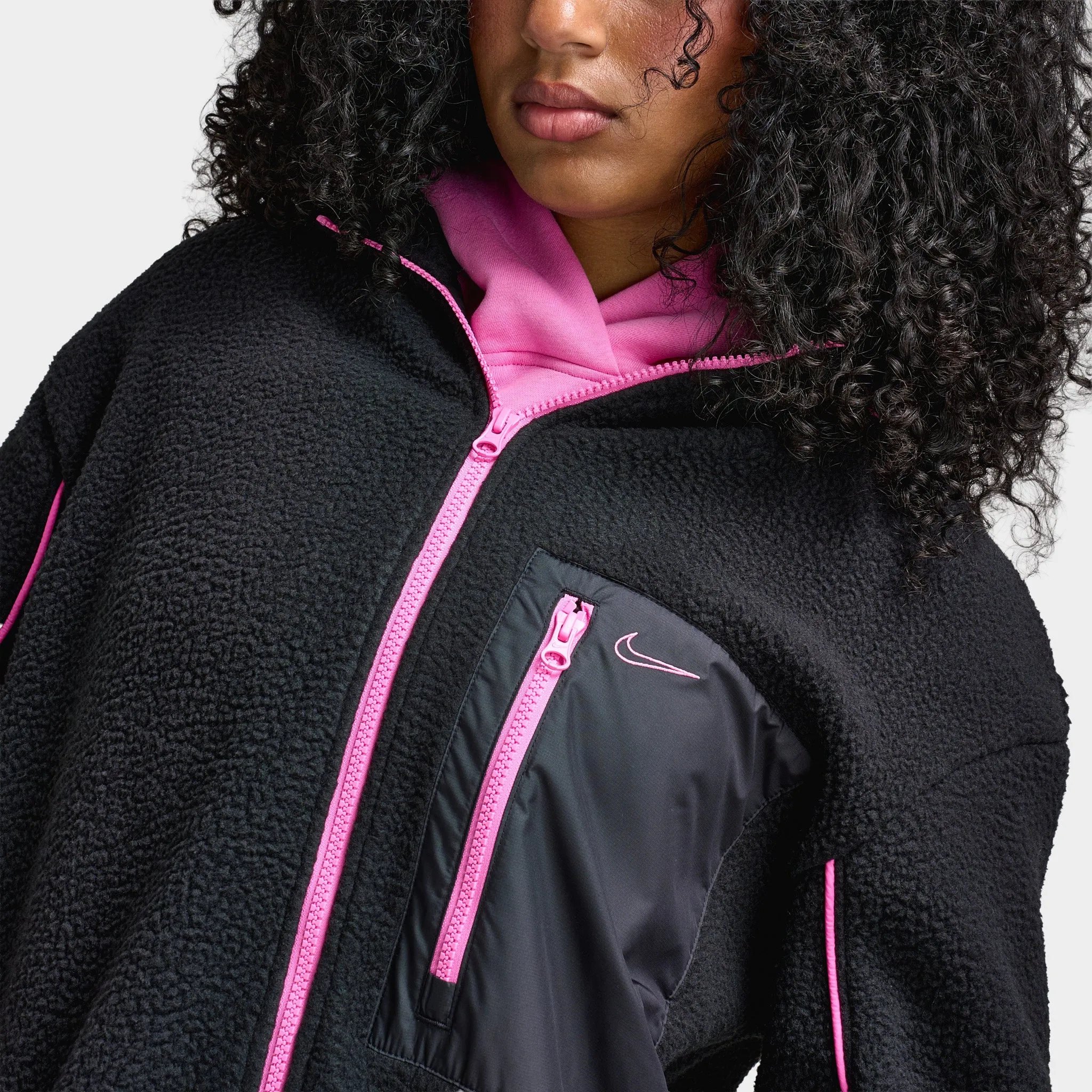 Nike Sportswear Women's Sherpa Full-Zip Jacket Black / Playful Pink sold by JD Sports product image thumbnail 4
