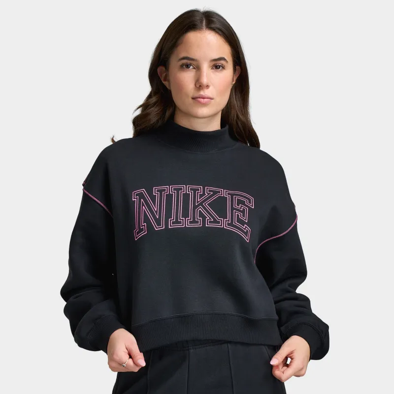 Nike Sportswear Women's Phoenix Fleece Logo Mock Neck / Black sold by JD Sports