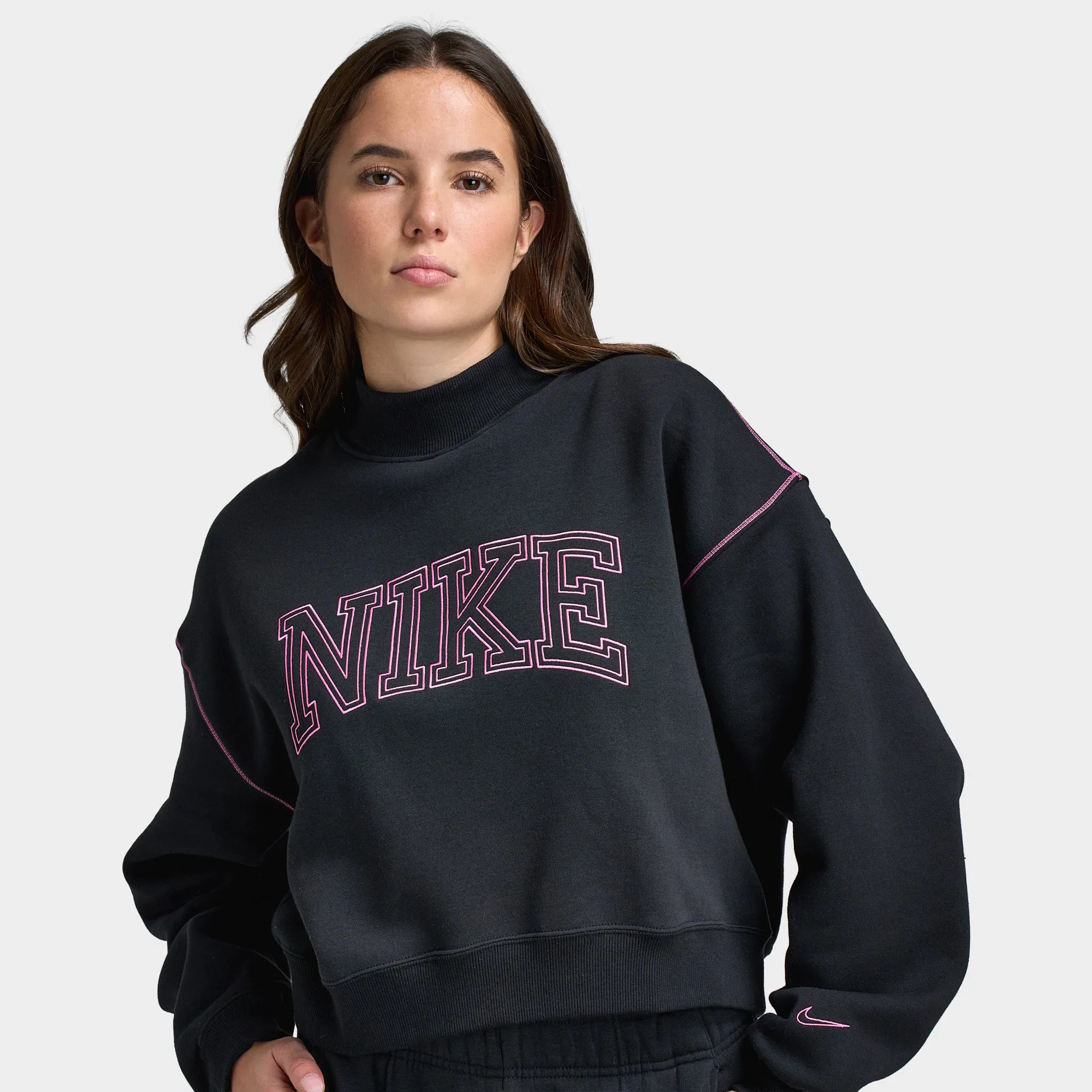 Nike Sportswear Women's Phoenix Fleece Logo Mock Neck / Black sold by JD Sports product image thumbnail 3