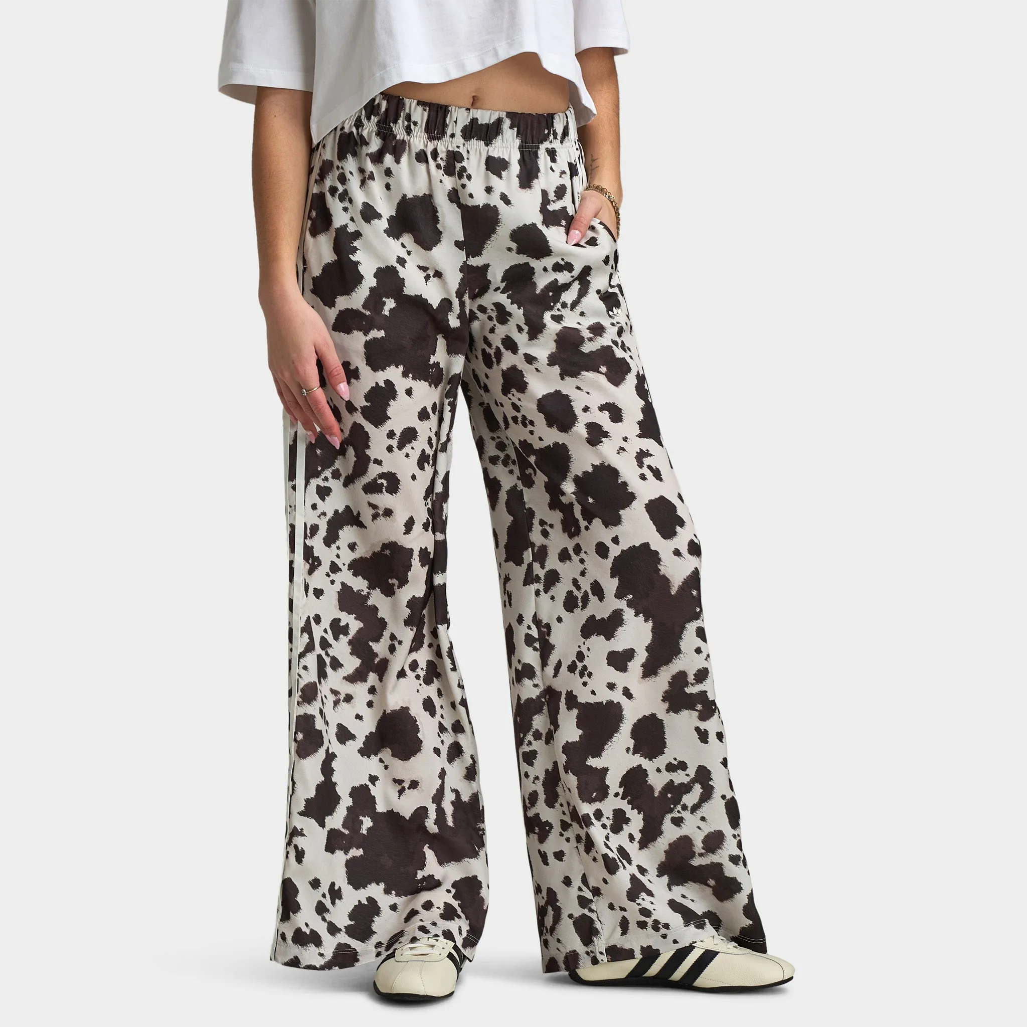 Adidas Women's Wide Leg Satin Pants / Cow Print sold by JD Sports