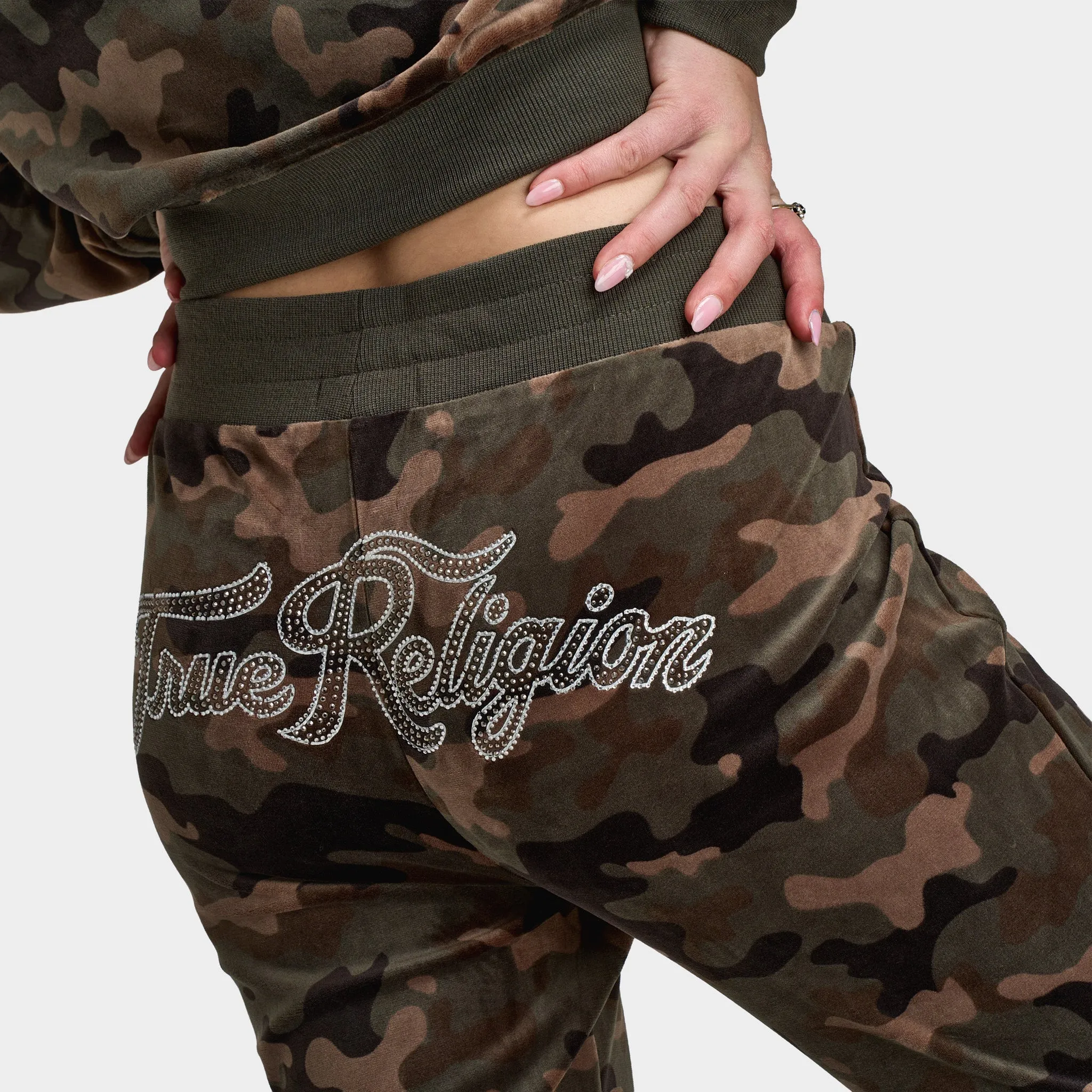 True Religion Women's Velour Bootcut Pants / Brown Camo sold by JD Sports product image thumbnail 5