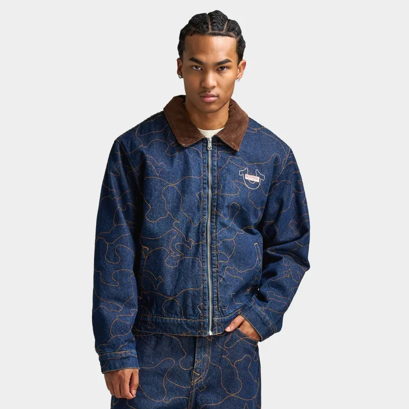 True Religion AOP Embroidered Workwear Jacket / Blue sold by JD Sports