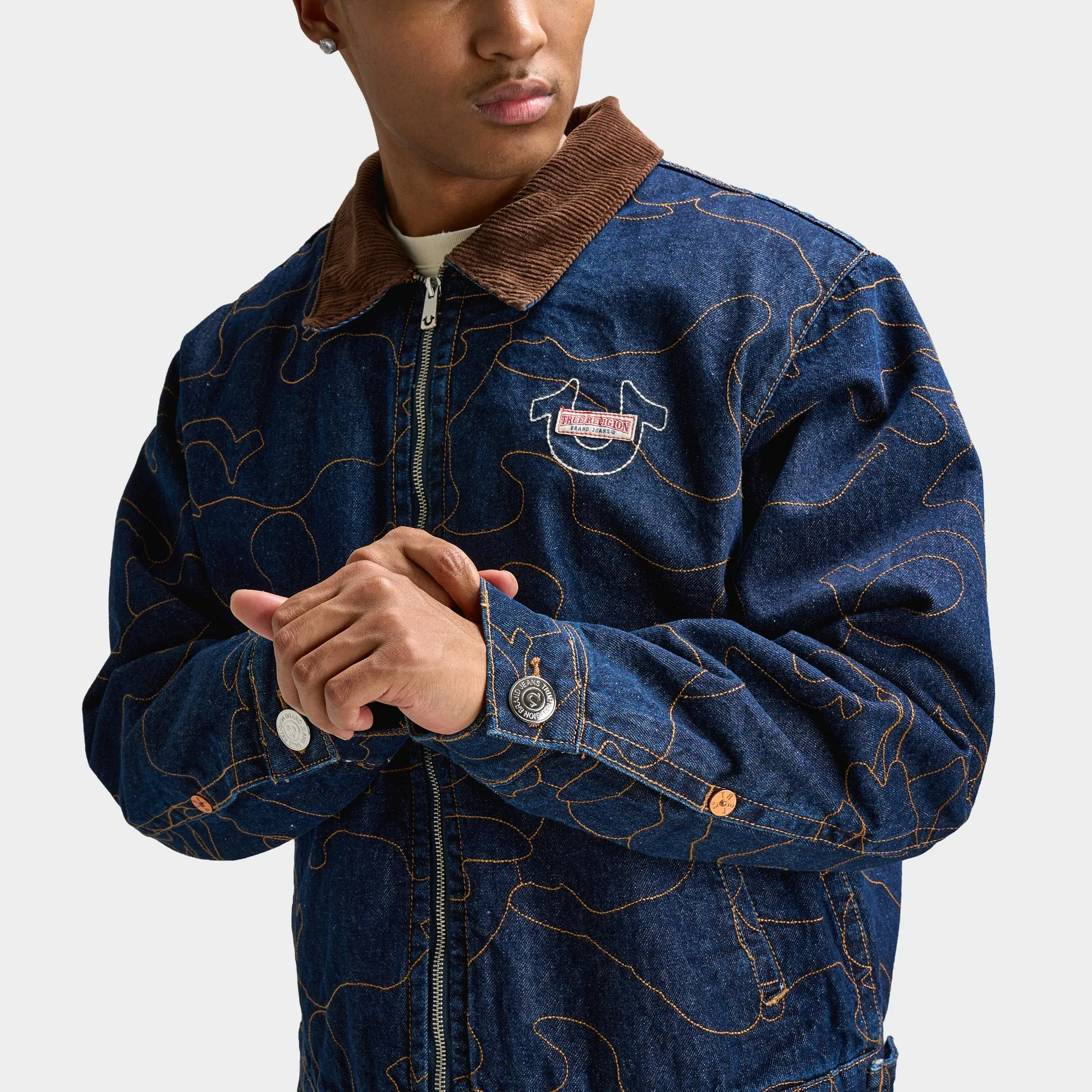 True Religion AOP Embroidered Workwear Jacket / Blue sold by JD Sports product image thumbnail 4