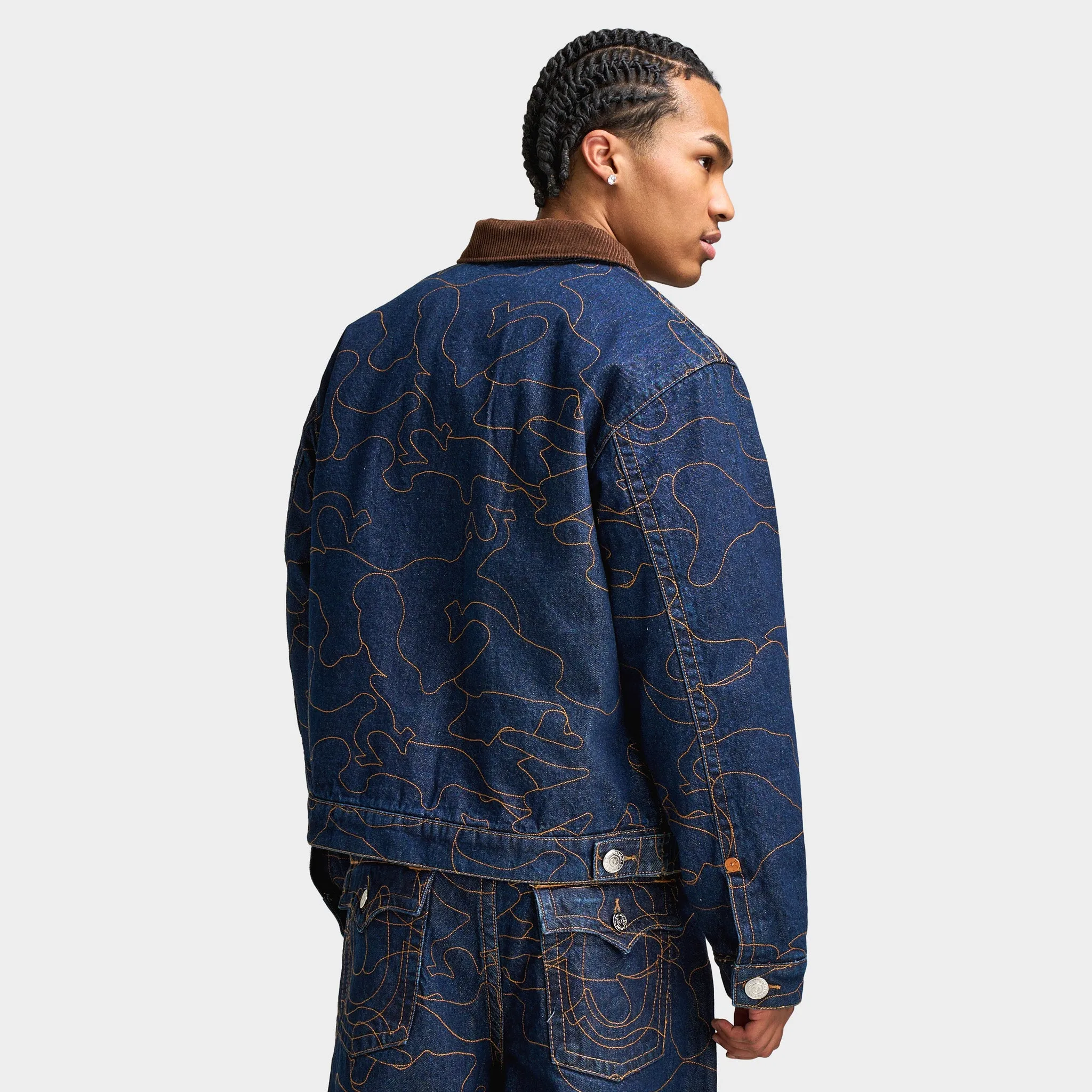 True Religion AOP Embroidered Workwear Jacket / Blue sold by JD Sports product image thumbnail 2