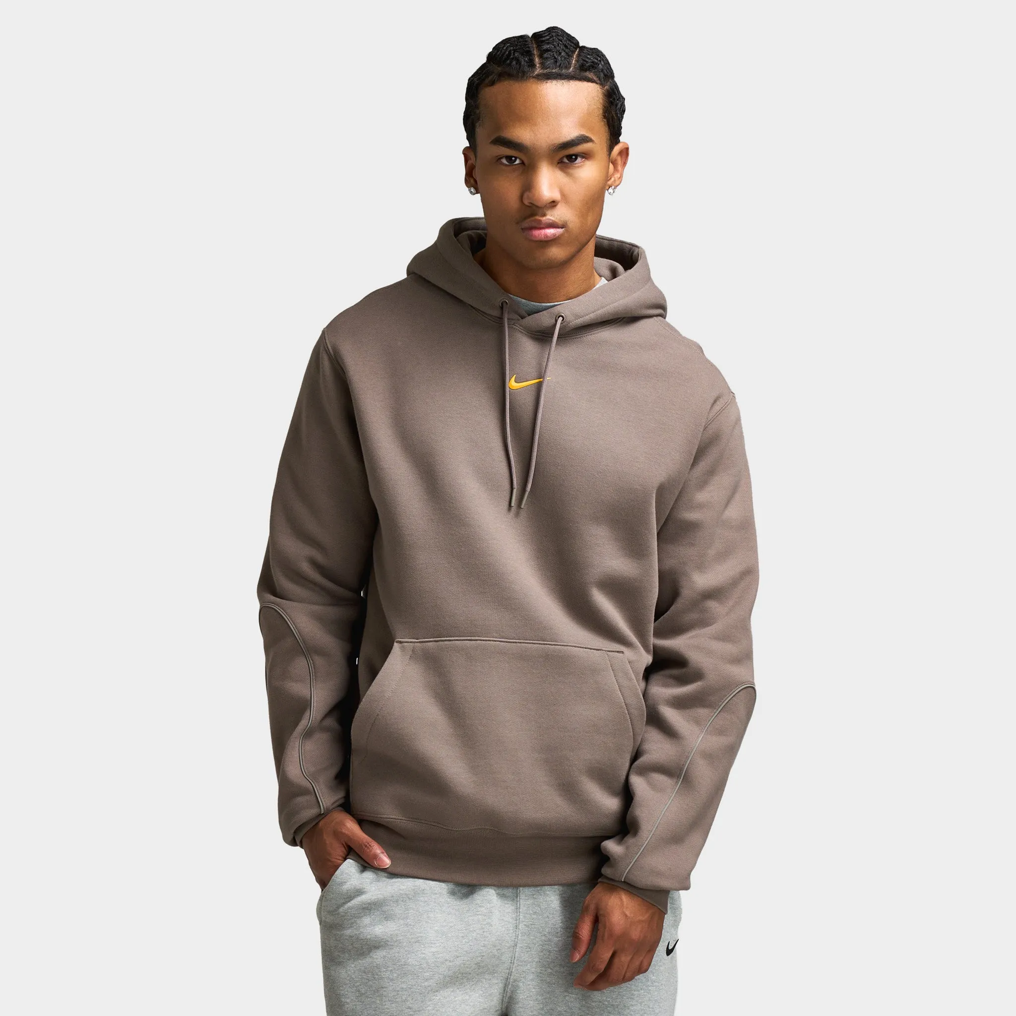 Nike Nocta Hoodie Fleece Olive Grey / Yellow Ochre sold by JD Sports
