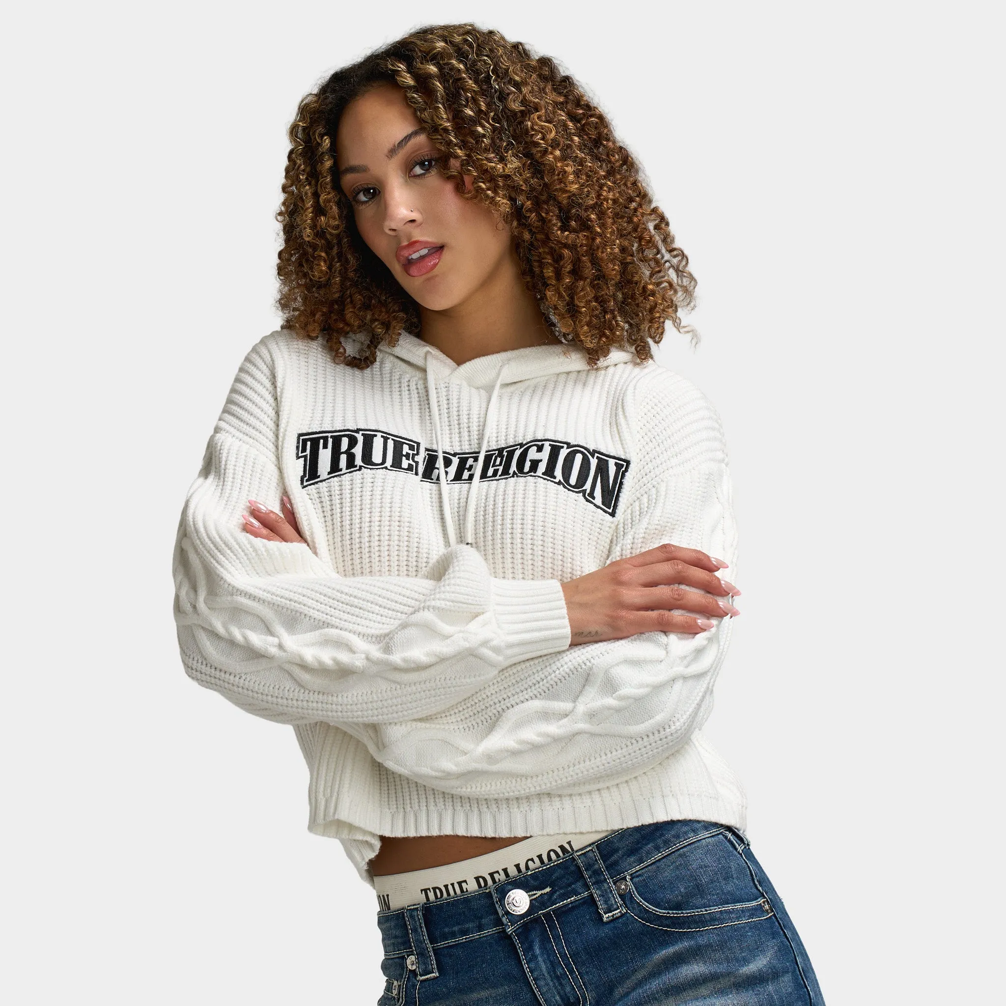 True Religion Women's Embroidery Pullover Hoodie / Winter White sold by JD Sports product image thumbnail 3