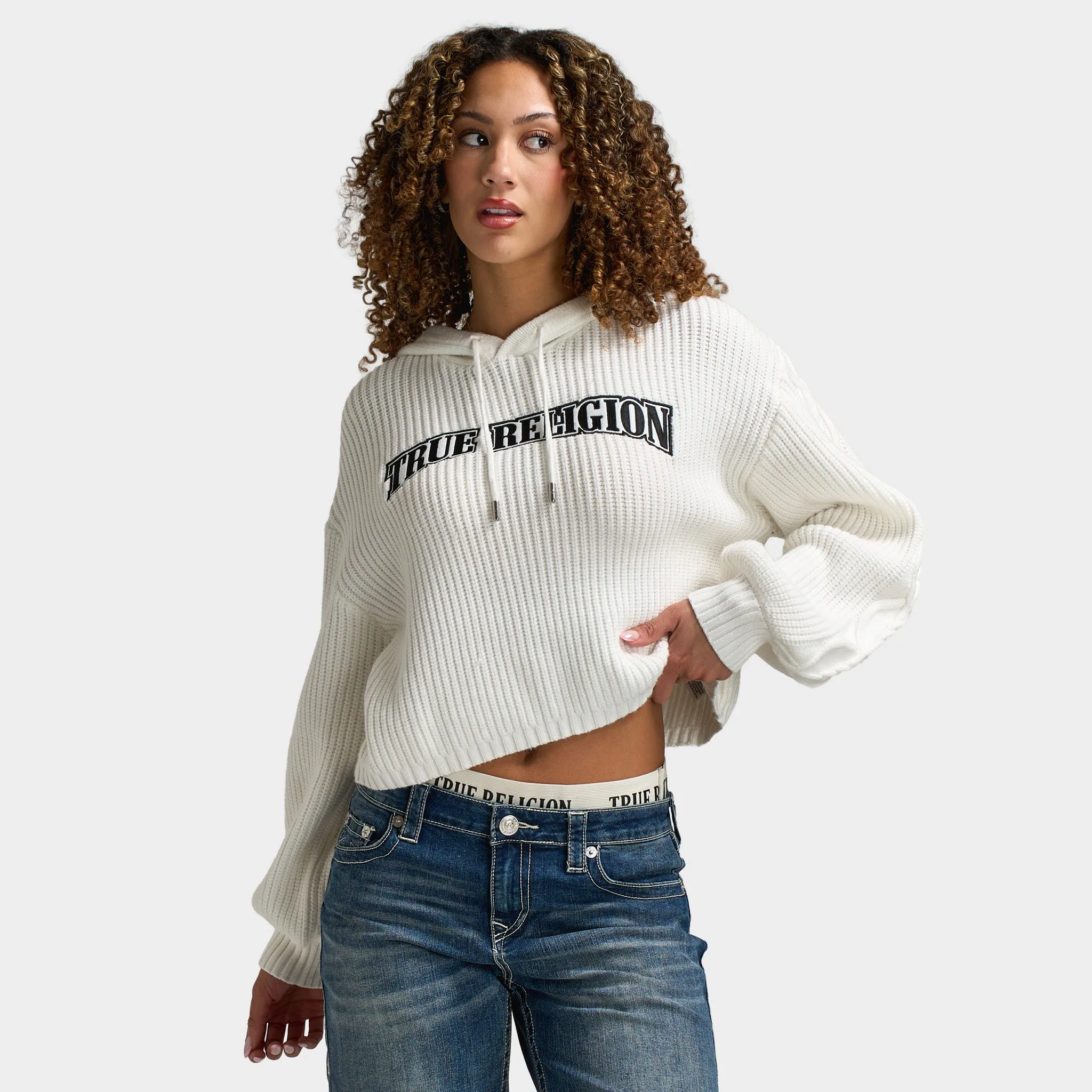 True Religion Women's Embroidery Pullover Hoodie / Winter White sold by JD Sports