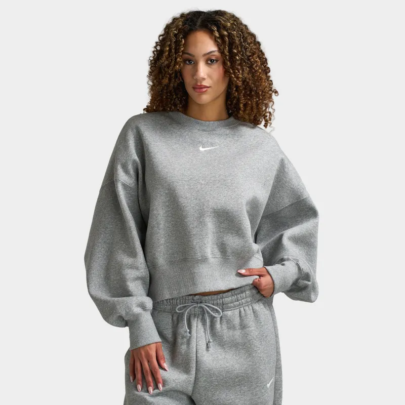 Nike Sportswear Women's Phoenix Fleece Oversized Crewneck Dark Grey Heather / Sail sold by JD Sports