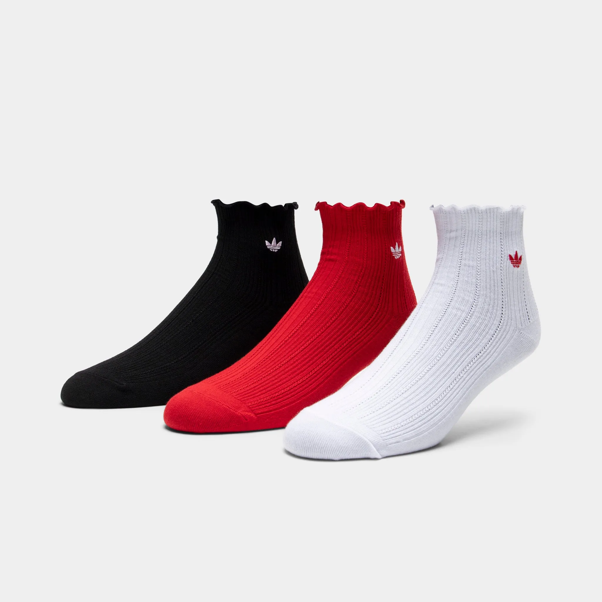 adidas Originals Ruffle Quarter Socks (3P) Better Scarlet / White - Black sold by JD Sports