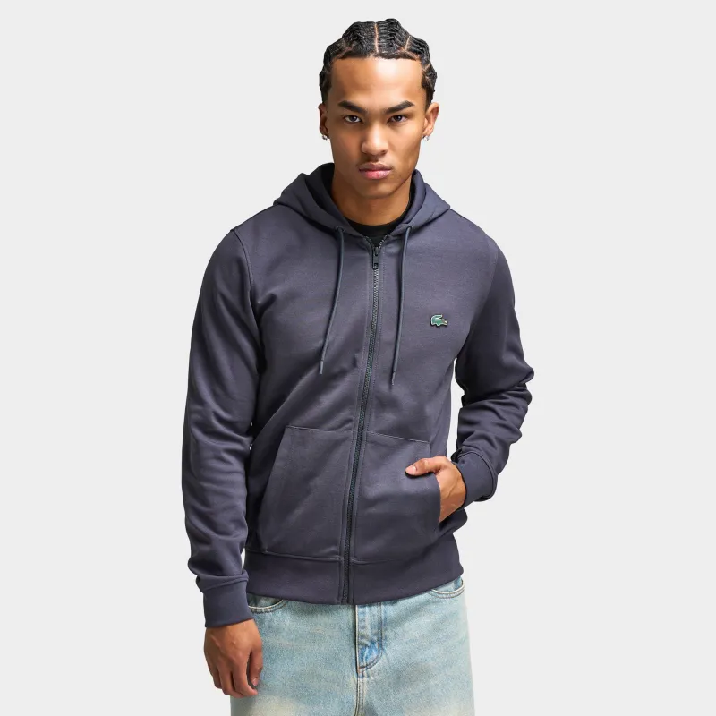 Lacoste Classic Fit Lightweight Double Face Full-Zip Hoodie / Graphite sold by JD Sports