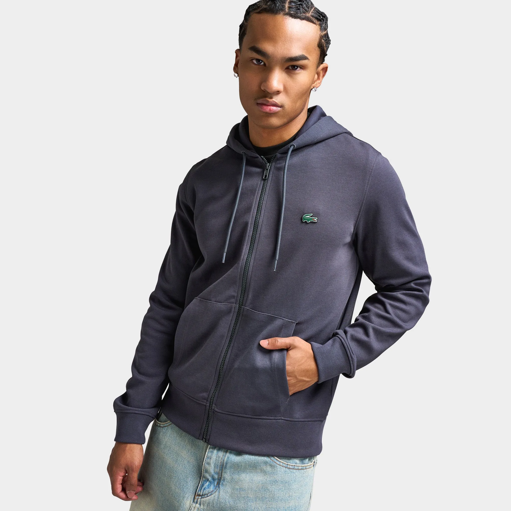 Lacoste Classic Fit Lightweight Double Face Full-Zip Hoodie / Graphite sold by JD Sports product image thumbnail 3
