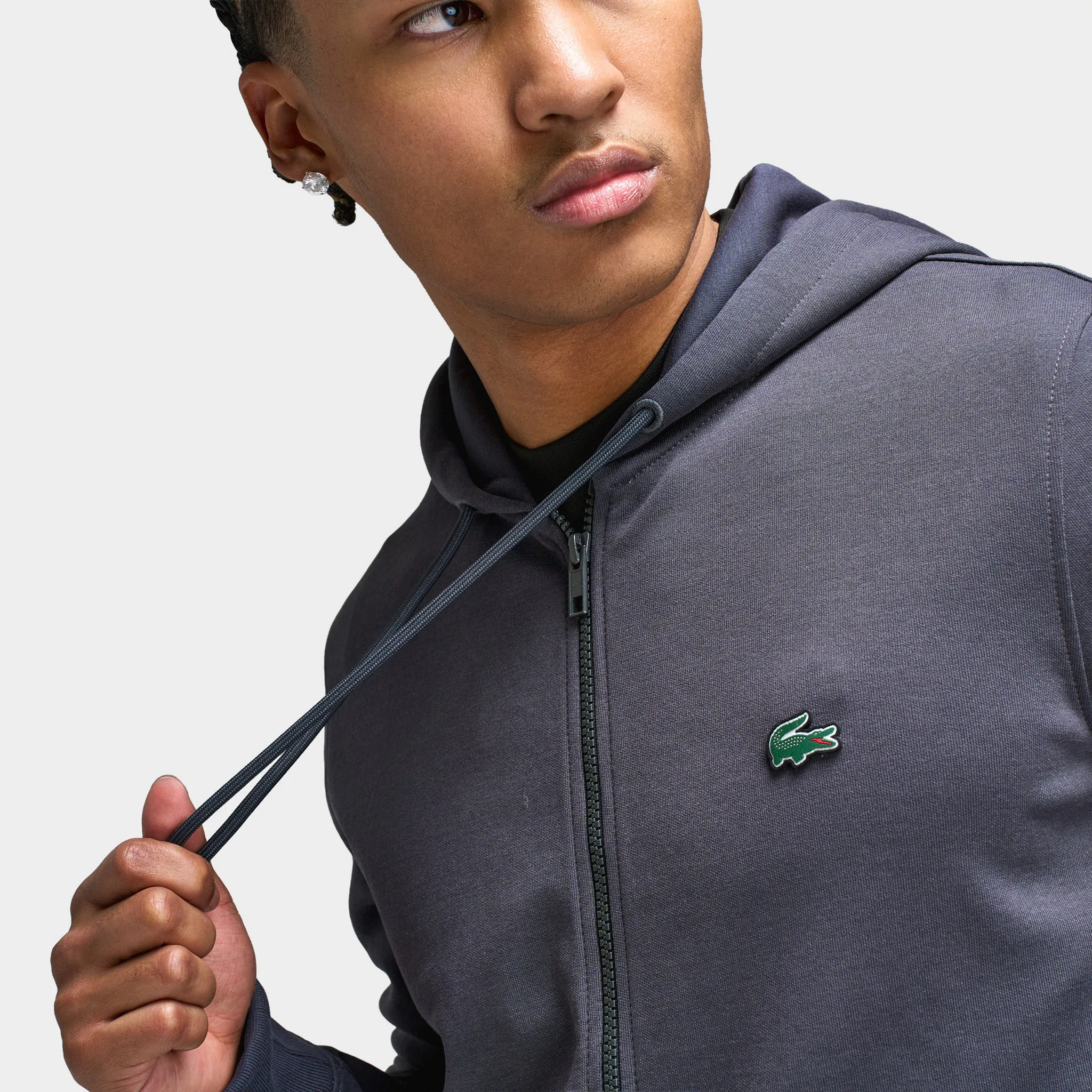 Lacoste Classic Fit Lightweight Double Face Full-Zip Hoodie / Graphite sold by JD Sports product image thumbnail 4