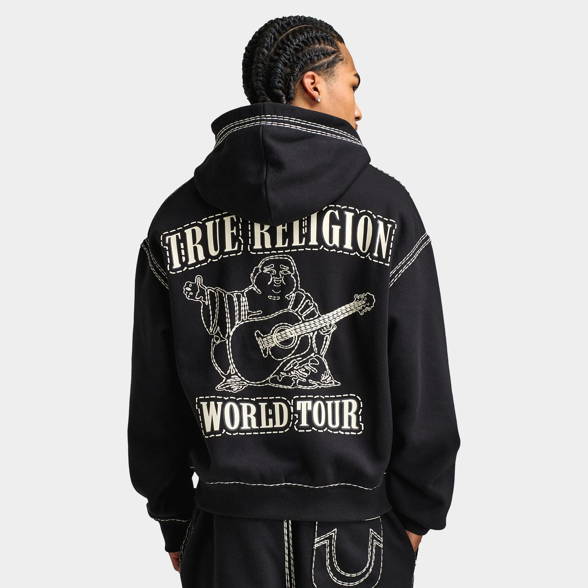 True Religion Super Quad Stitch Zip Up Hoodie / Black sold by JD Sports product image thumbnail 3