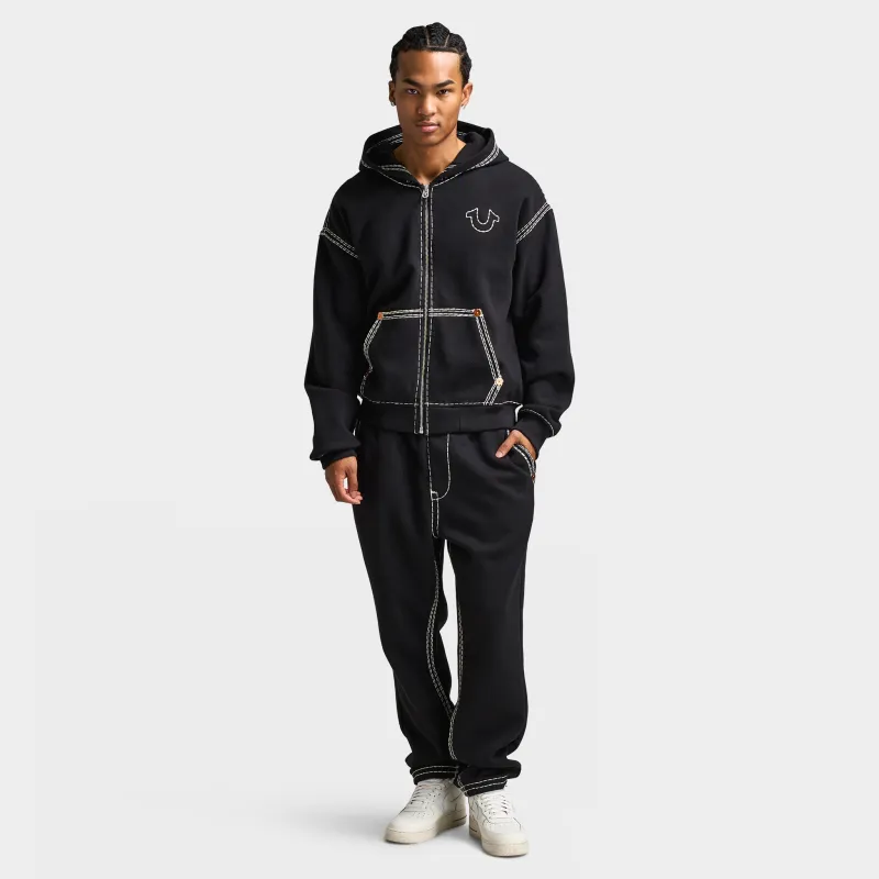 True Religion Super Quad Stitch Zip Up Hoodie / Black made by True Religion