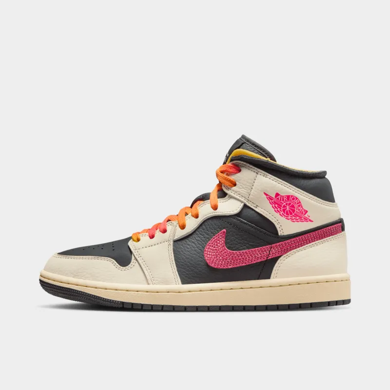 Jordan Women's 1 Mid SE Pale Ivory / Racer Pink - Black made by Jordan