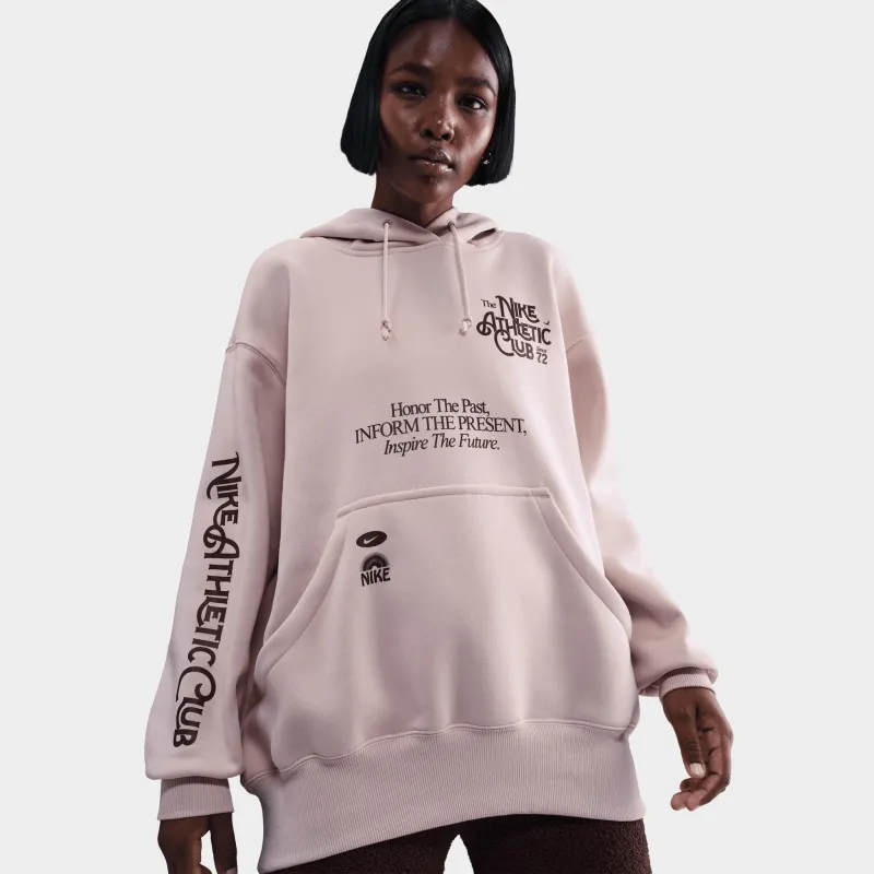 Nike Sportswear Women's Fleece Oversized Pullover Hoodie Silt Red / Burgundy Crush sold by JD Sports